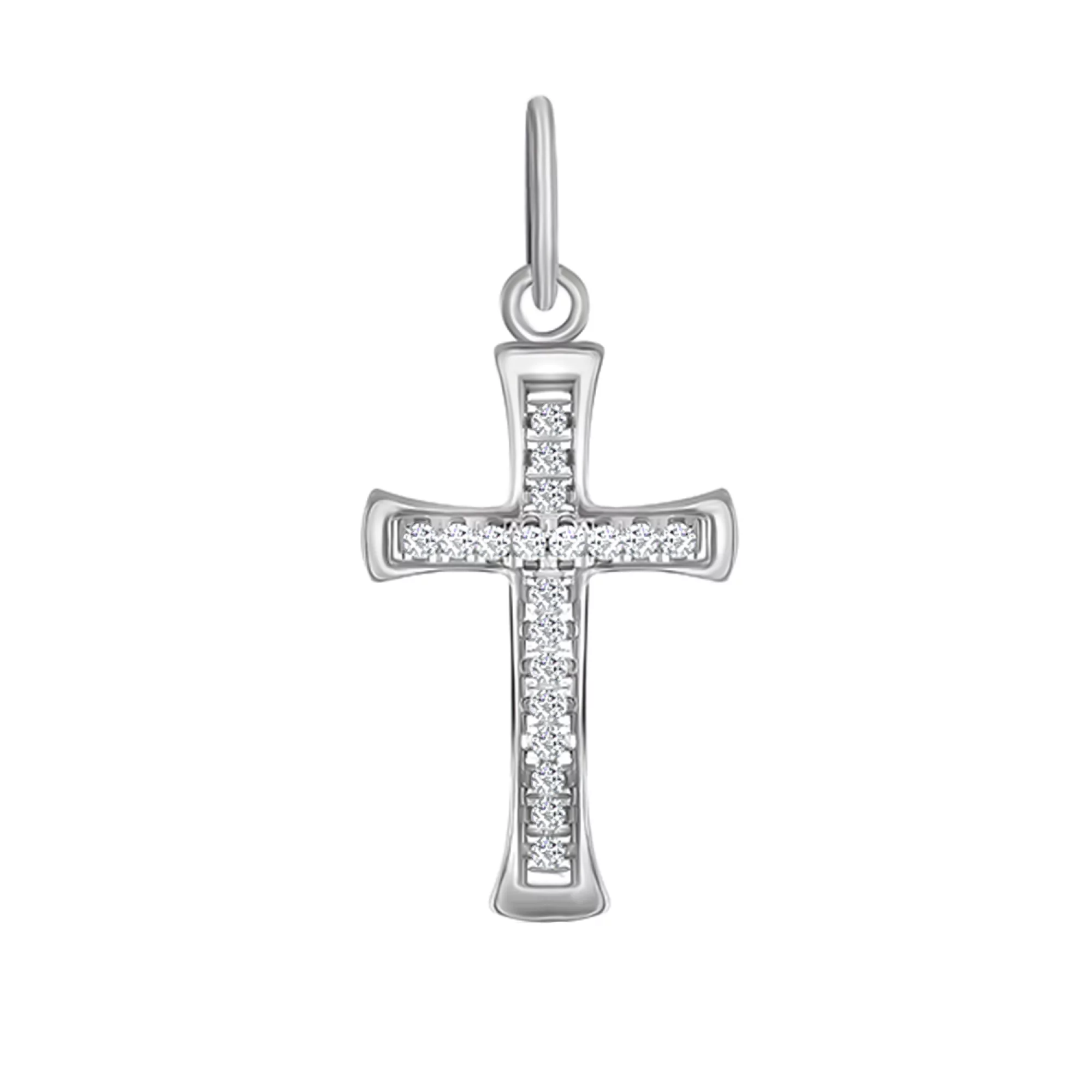 Крестик из серебра с дорожкой фианитов - 1575305 – изображение 1