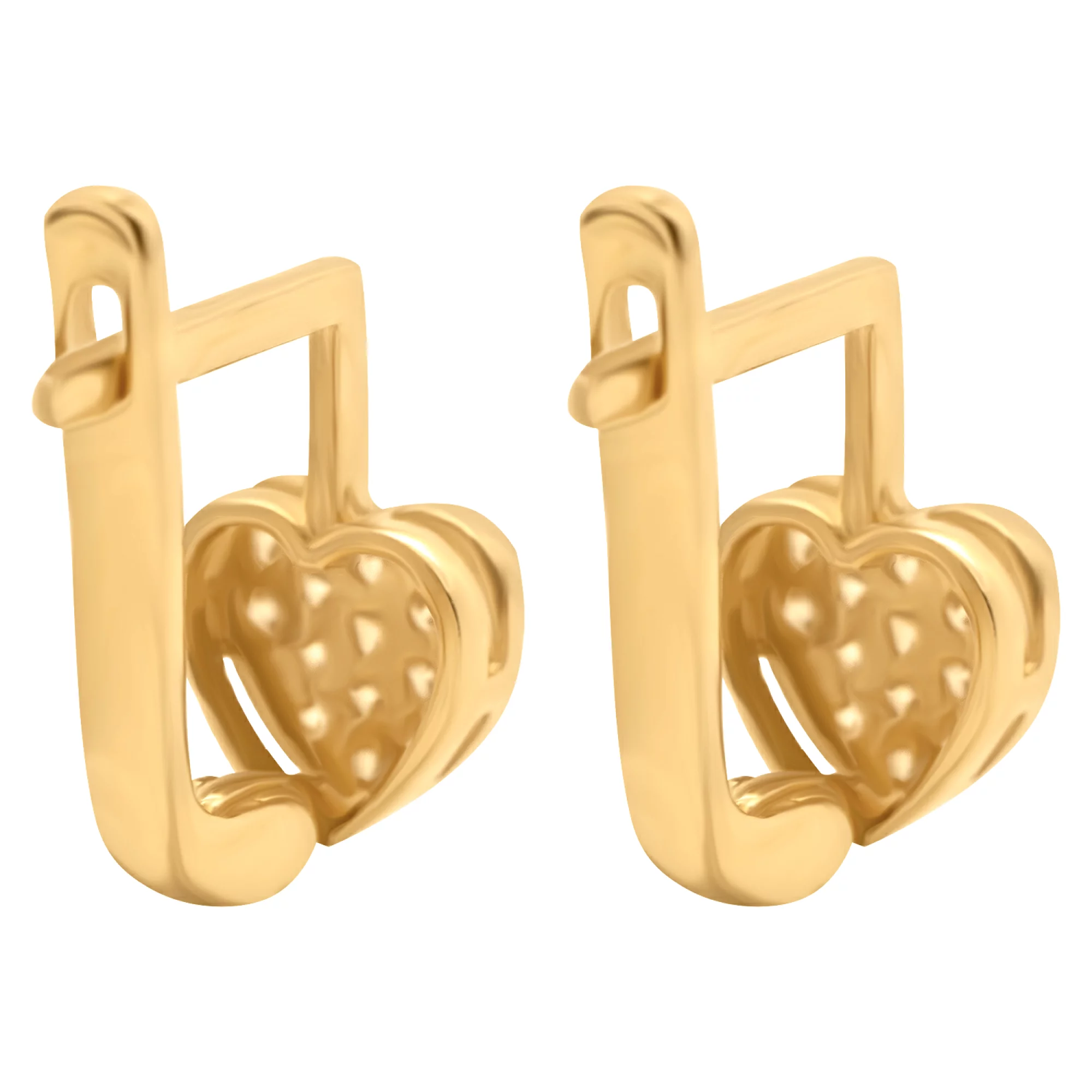 Сережки из красного золота с фианитом "Сердца" - 938238 – изображение 2