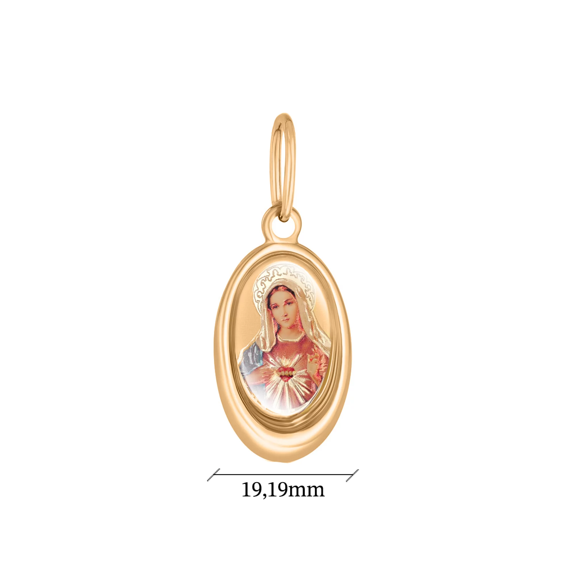 Золота ладанка "Богородиця" з емаллю - 1607159 – зображення 2