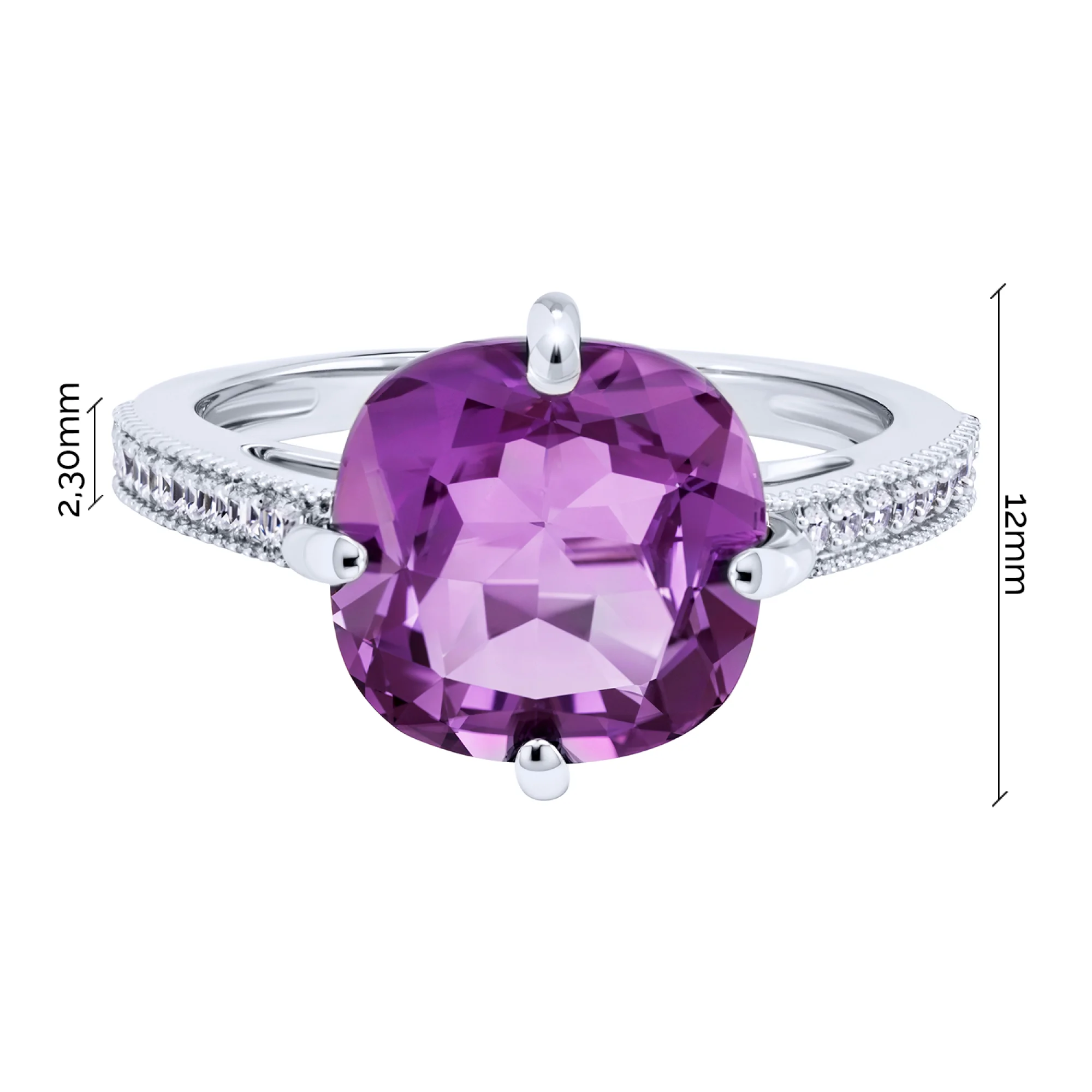 Серебряное кольцо с александритом и фианитами - 2088361 - 3