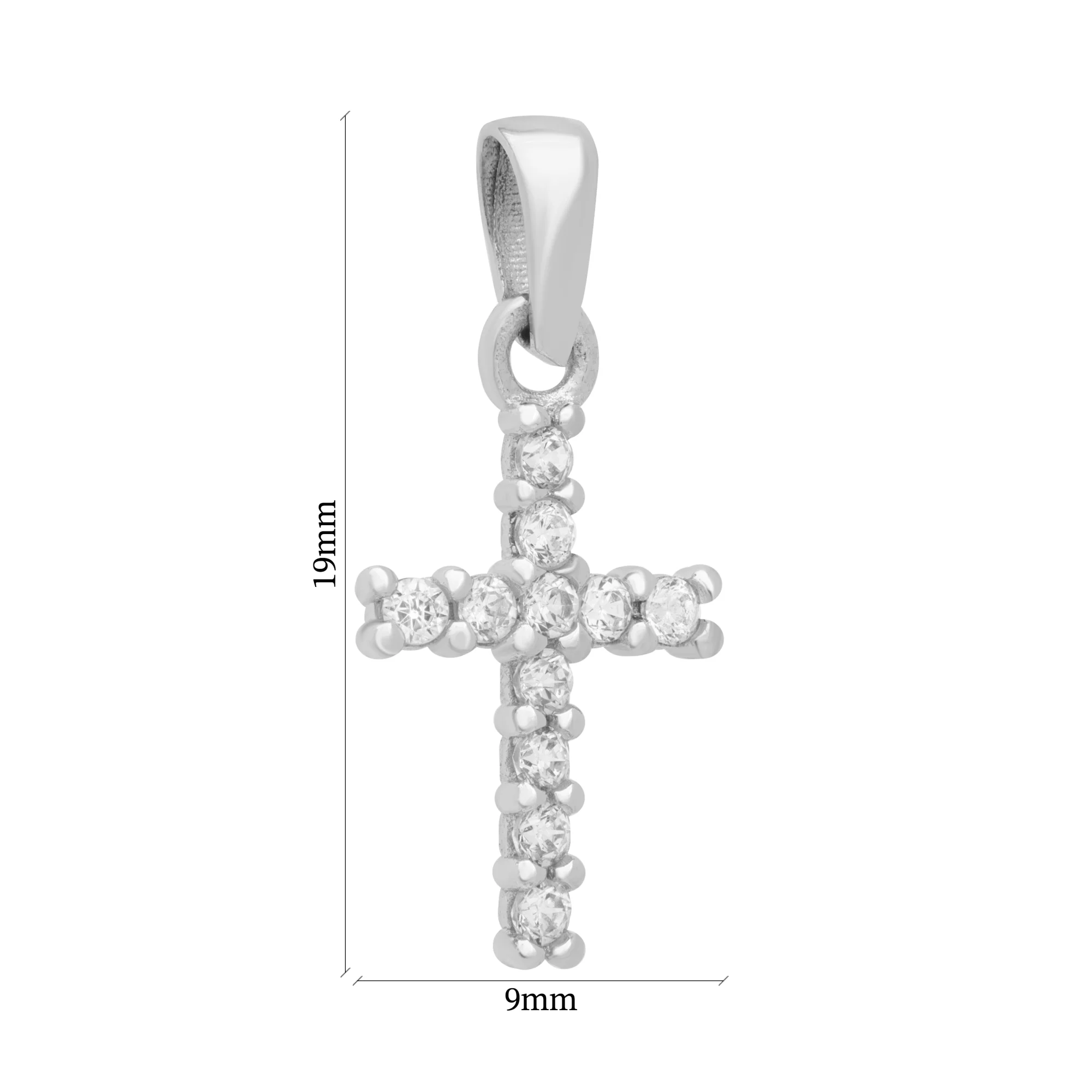 Крестик в белом золоте декоративный с фианитами - 1651517 – изображение 2