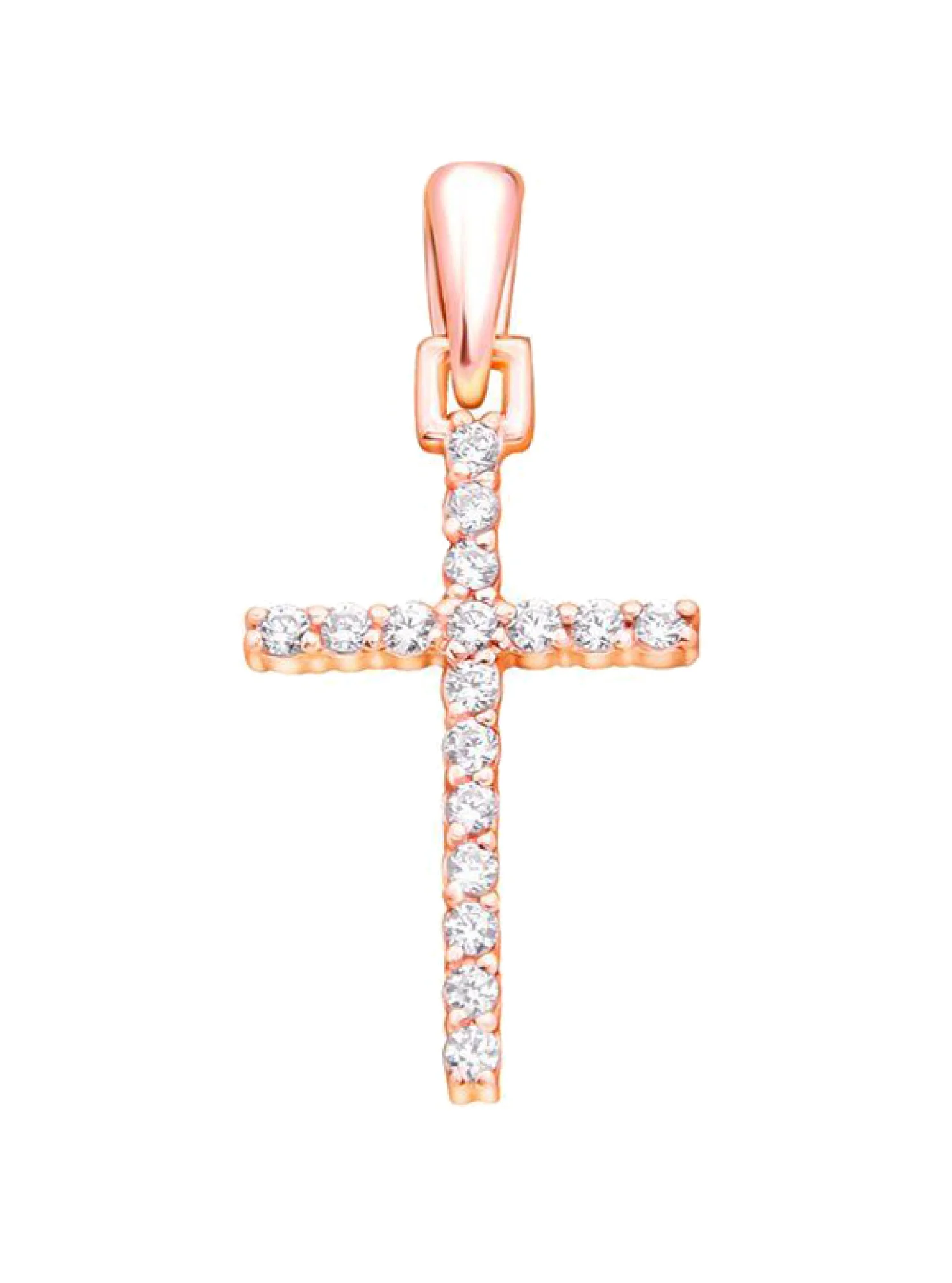Крестик из красного золота с фианитом - 367466 - 3