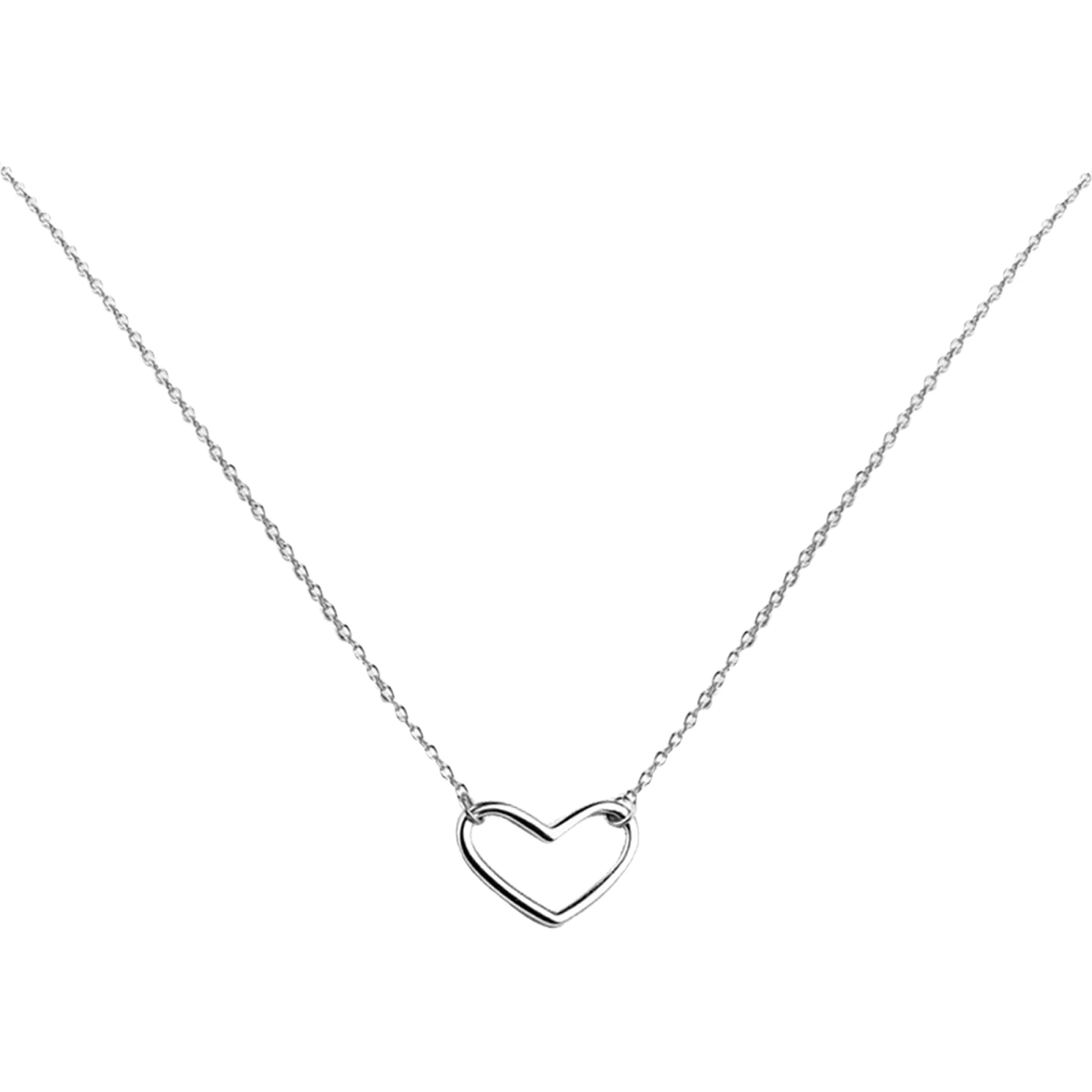 Колье серебряное "Сердце" в плетении якорь - 962481 – изображение 1