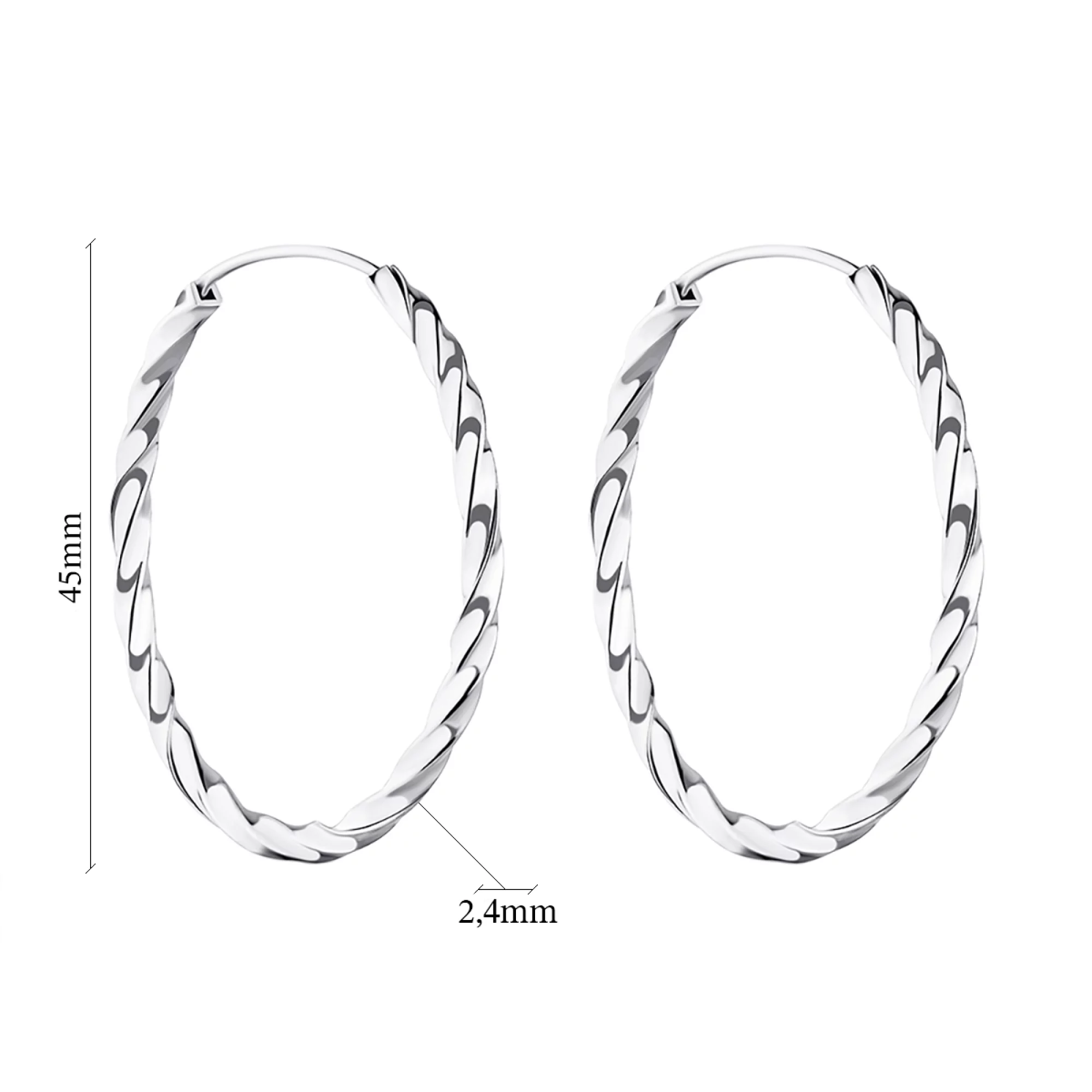 Срібні сережки-кільця "Спіральки" - 1516581 – зображення 2