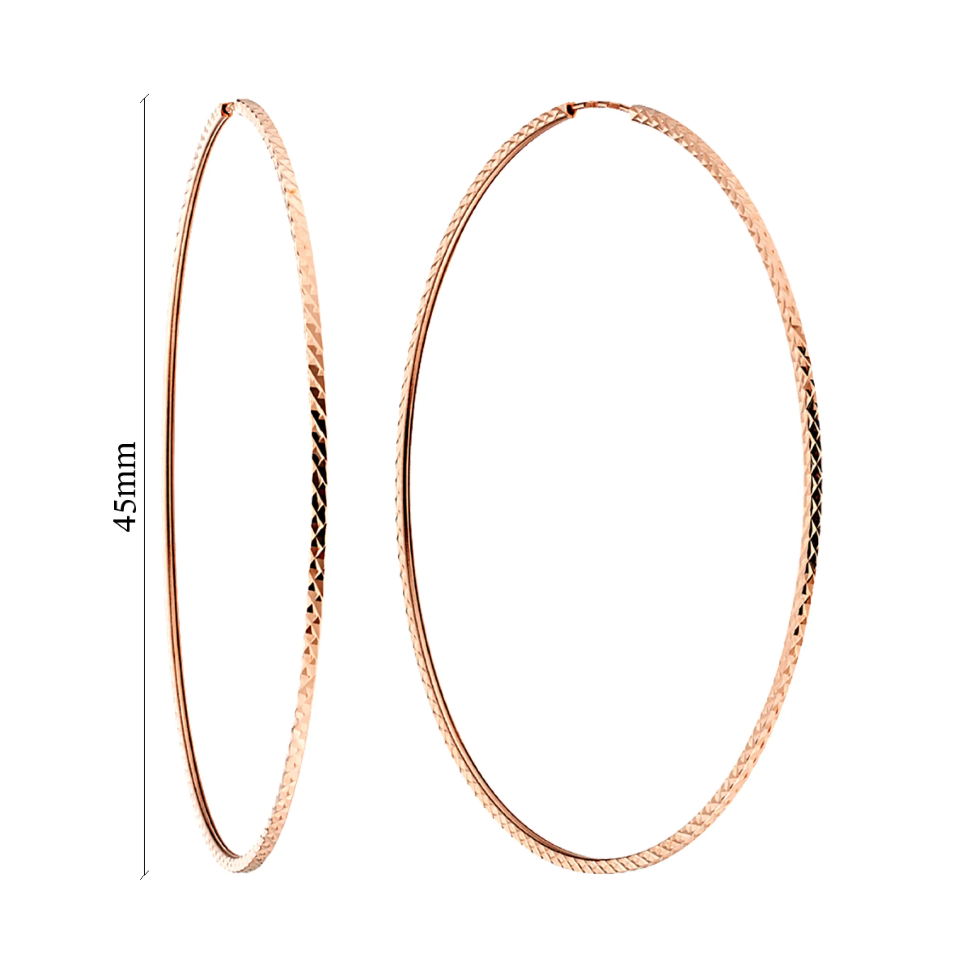 Сережки-кольца из красного золота с алмазной гранью - 965594 - 2