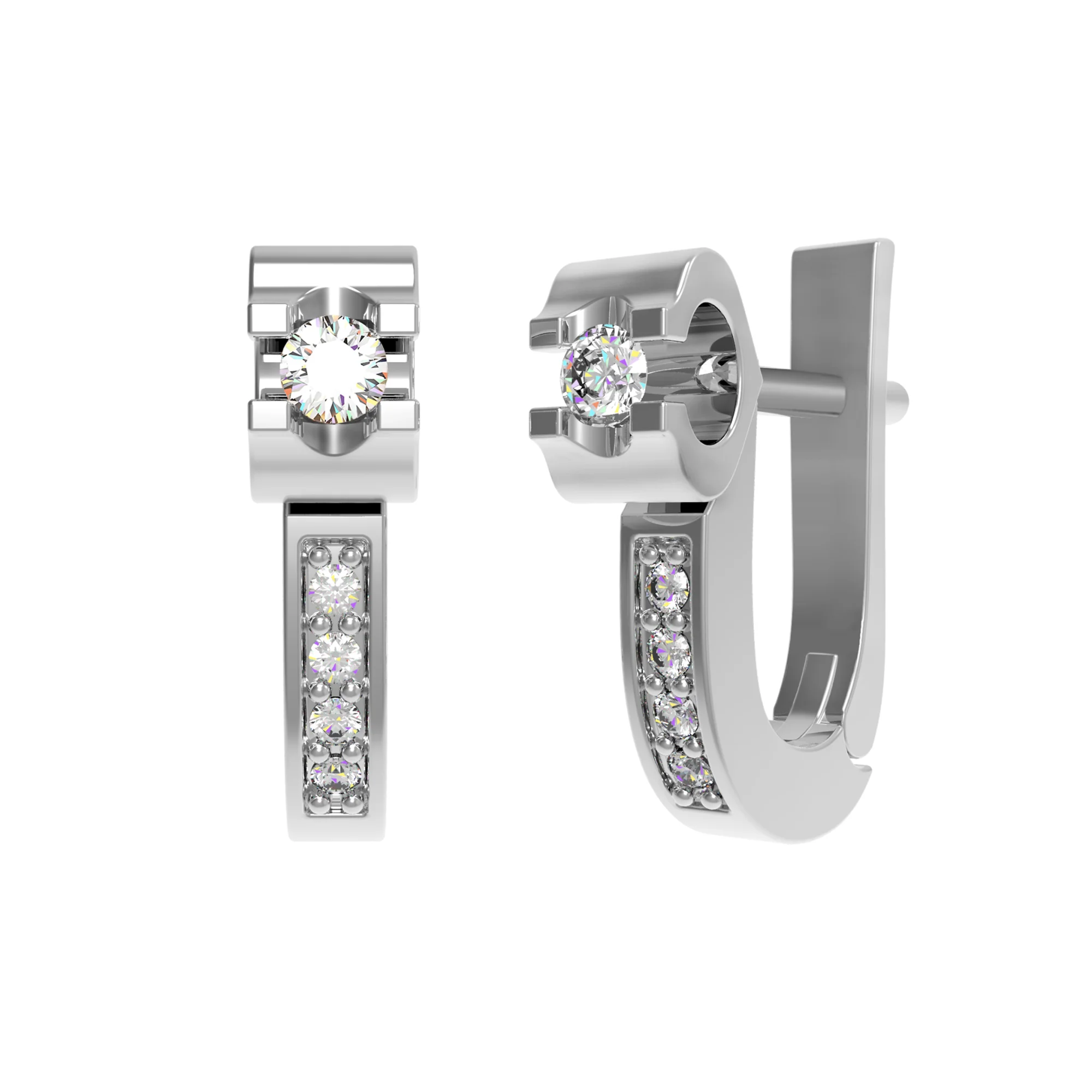 Серьги из белого золота с бриллиантами - 629300 - 1