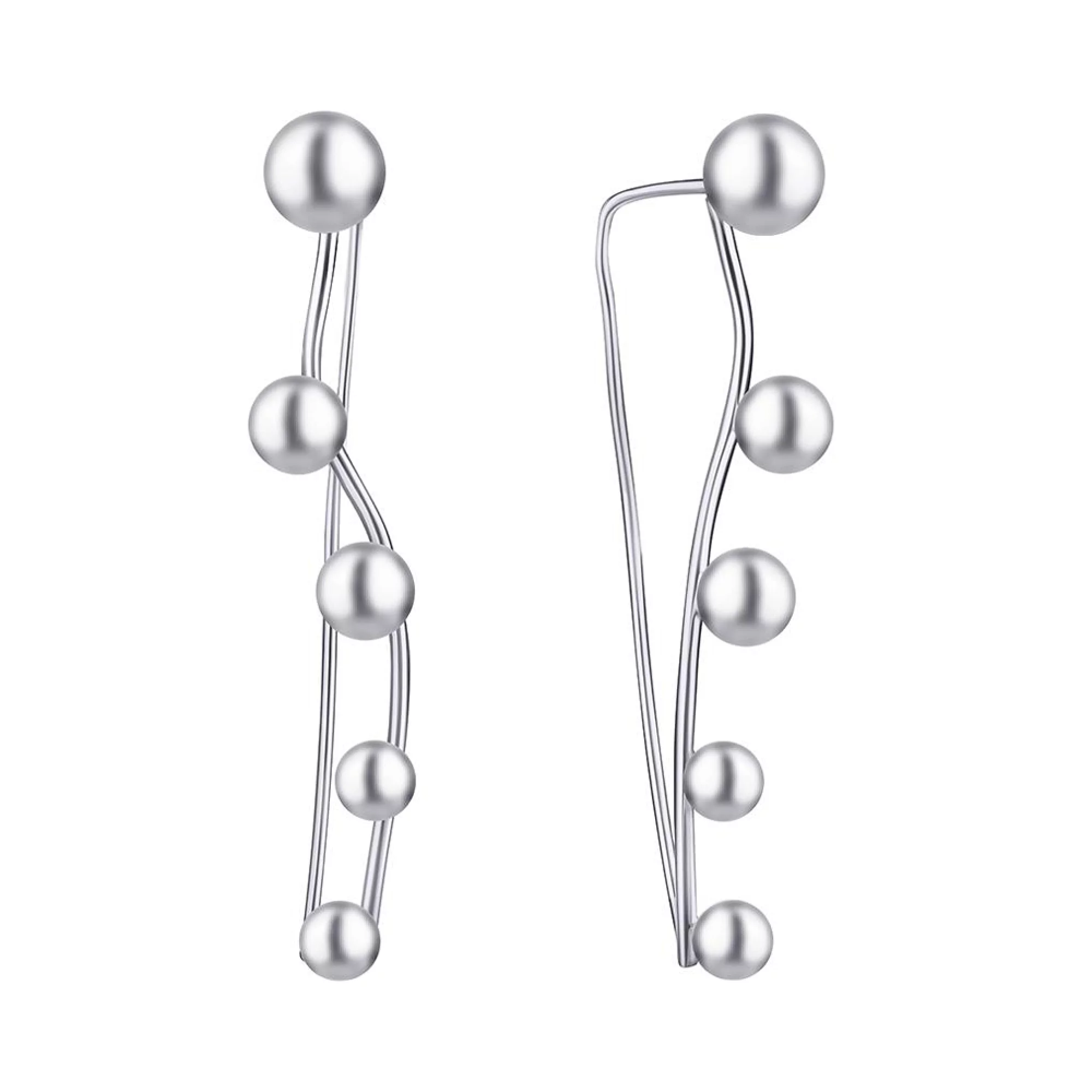 Сережки-петлі зі срібла "Кулі" - 1508502 – зображення 1