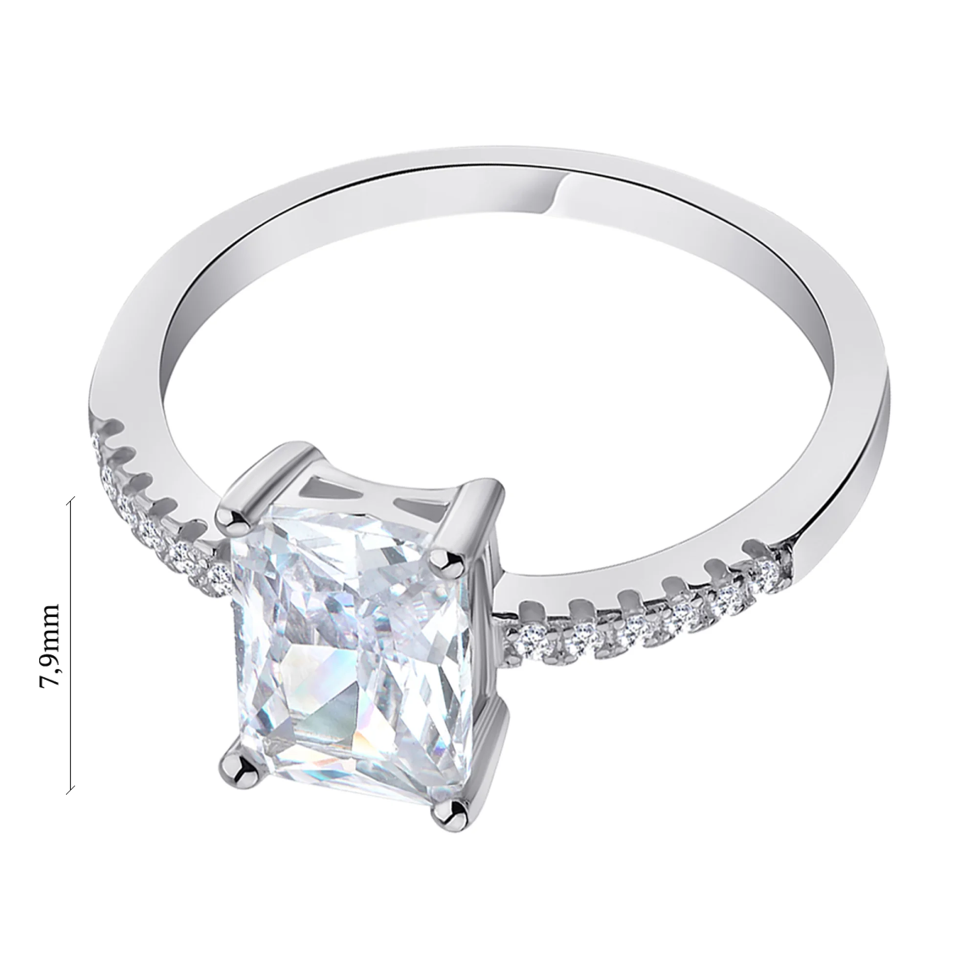 Кольцо из серебра с фианитами - 1297340 - 2