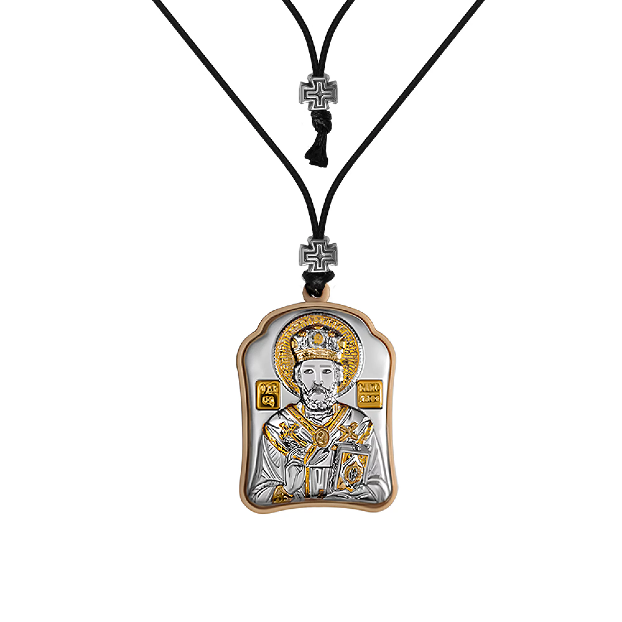 Серебряная икона для автомобиля Богородица "Казанская" и Николай 46х32 - 1516656 – изображение 2
