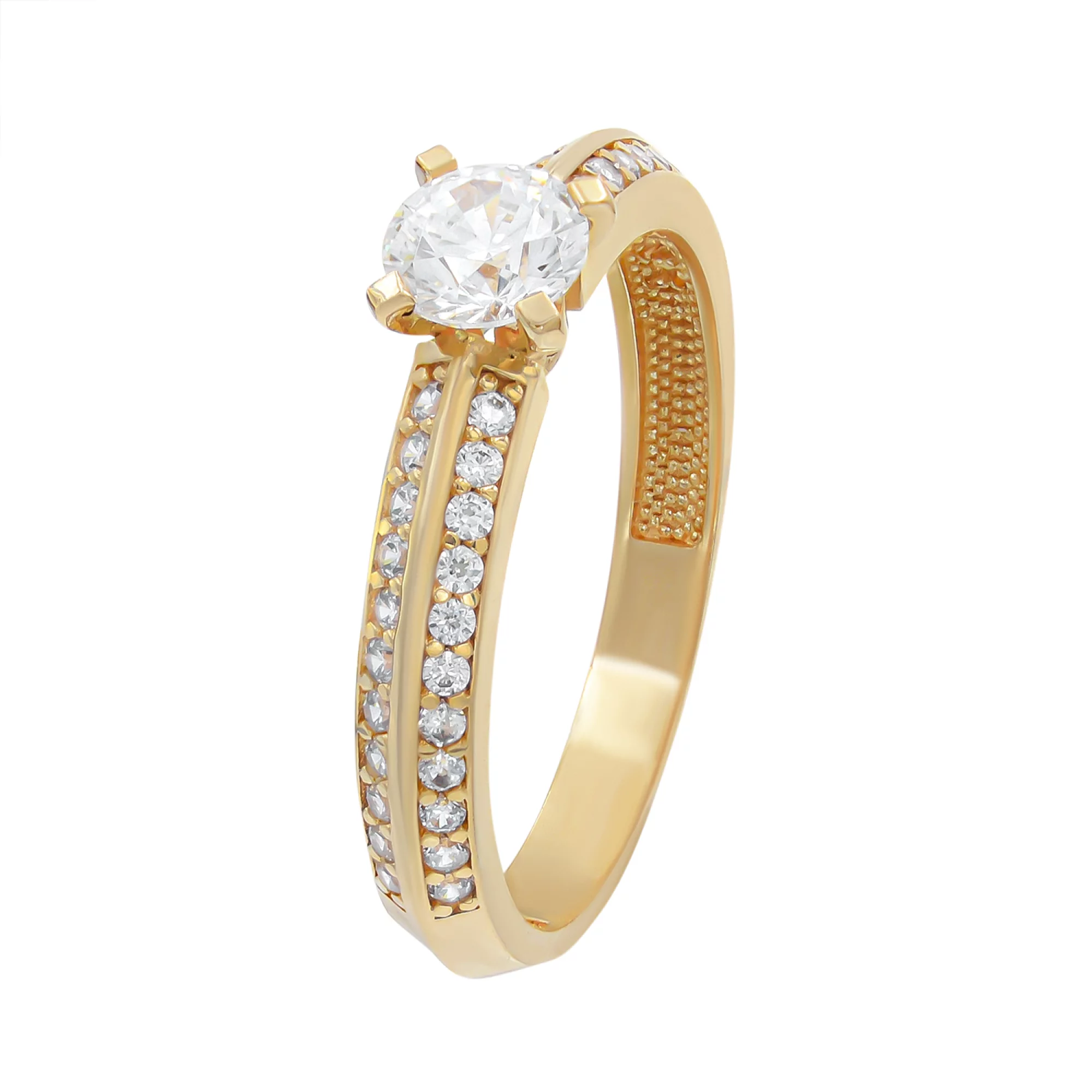 Золотое кольцо с фианитом - 538764 – изображение 3