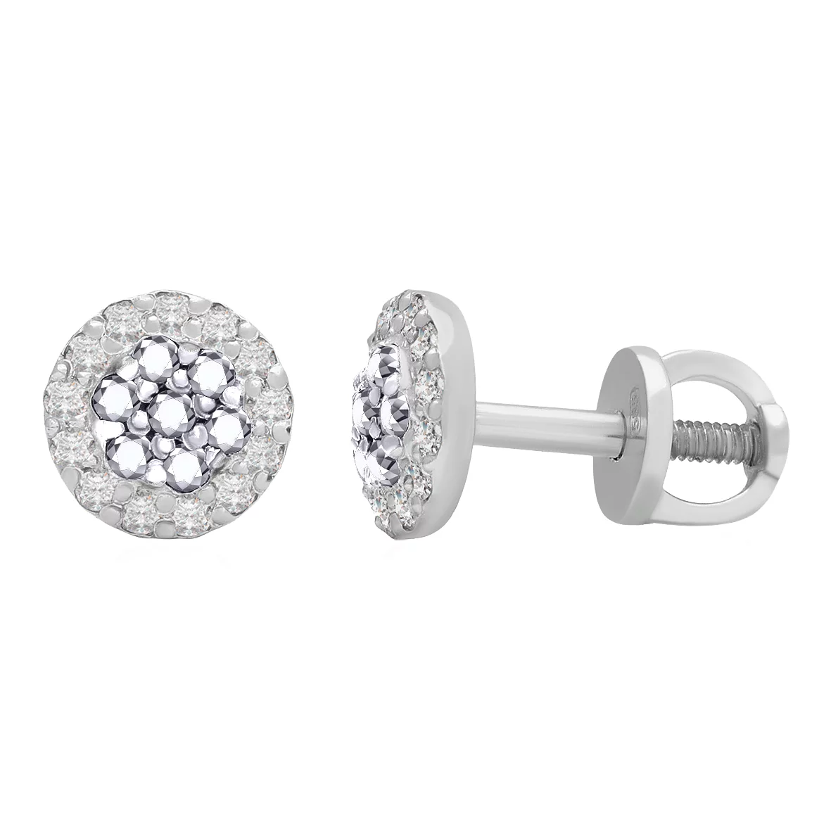 Сережки-гвоздики из белого золота с бриллиантами. Артикул 102-10072б: цена, отзывы, фото – купить в интернет-магазине AURUM