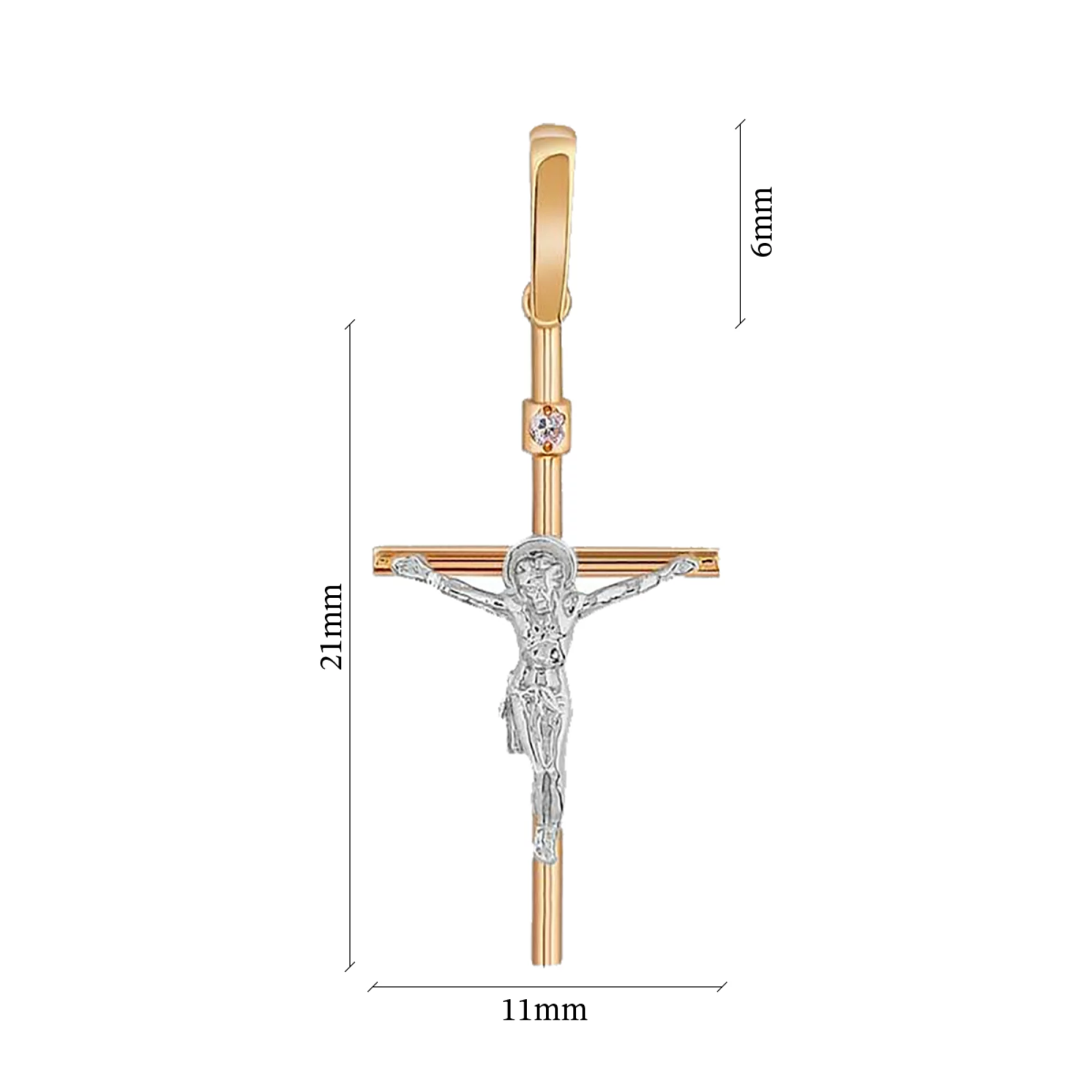 Крестик из комбинированного золота с бриллиантом - 431412 – изображение 3