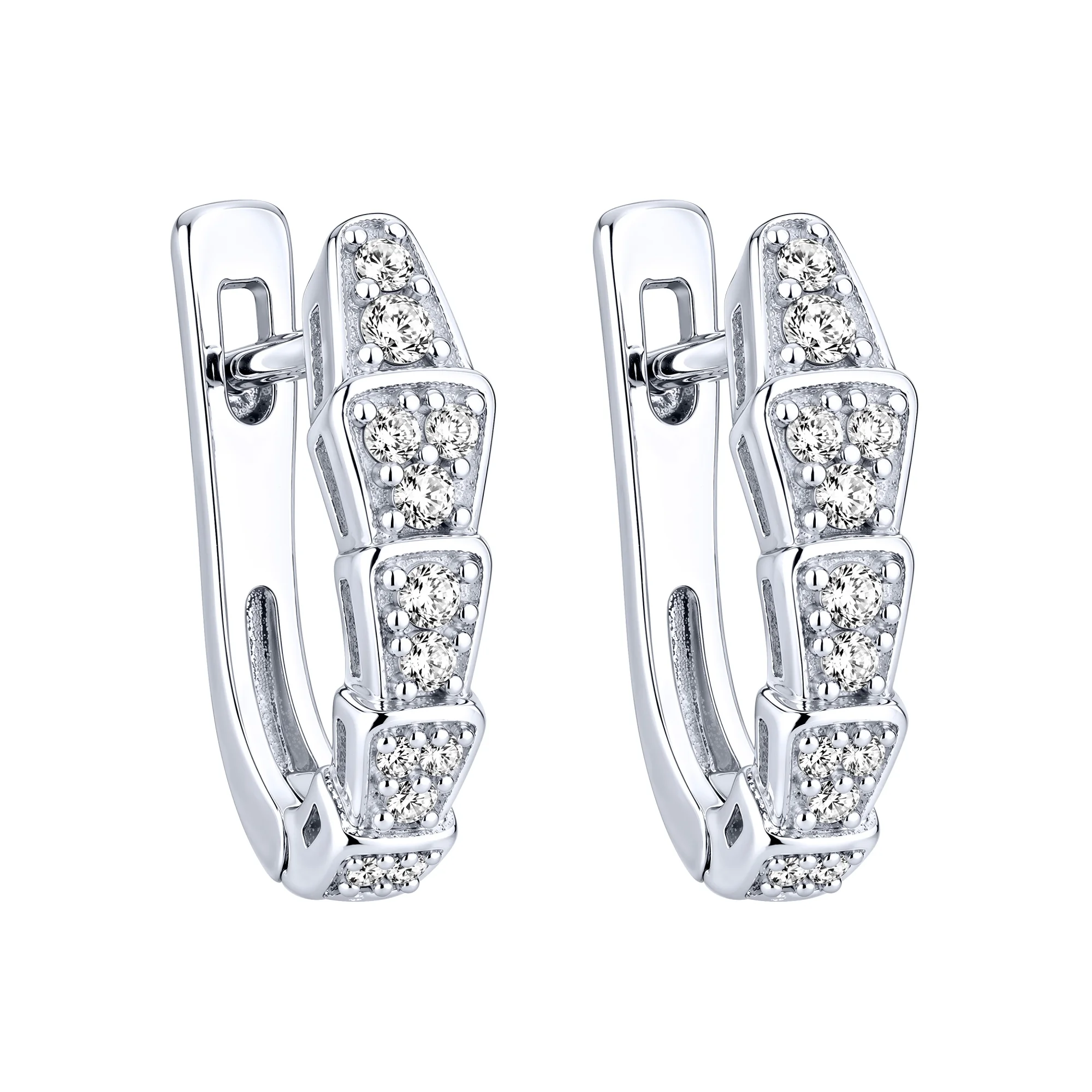 Серьги из серебра "Змея" с фианитами  - 2257753 - 1