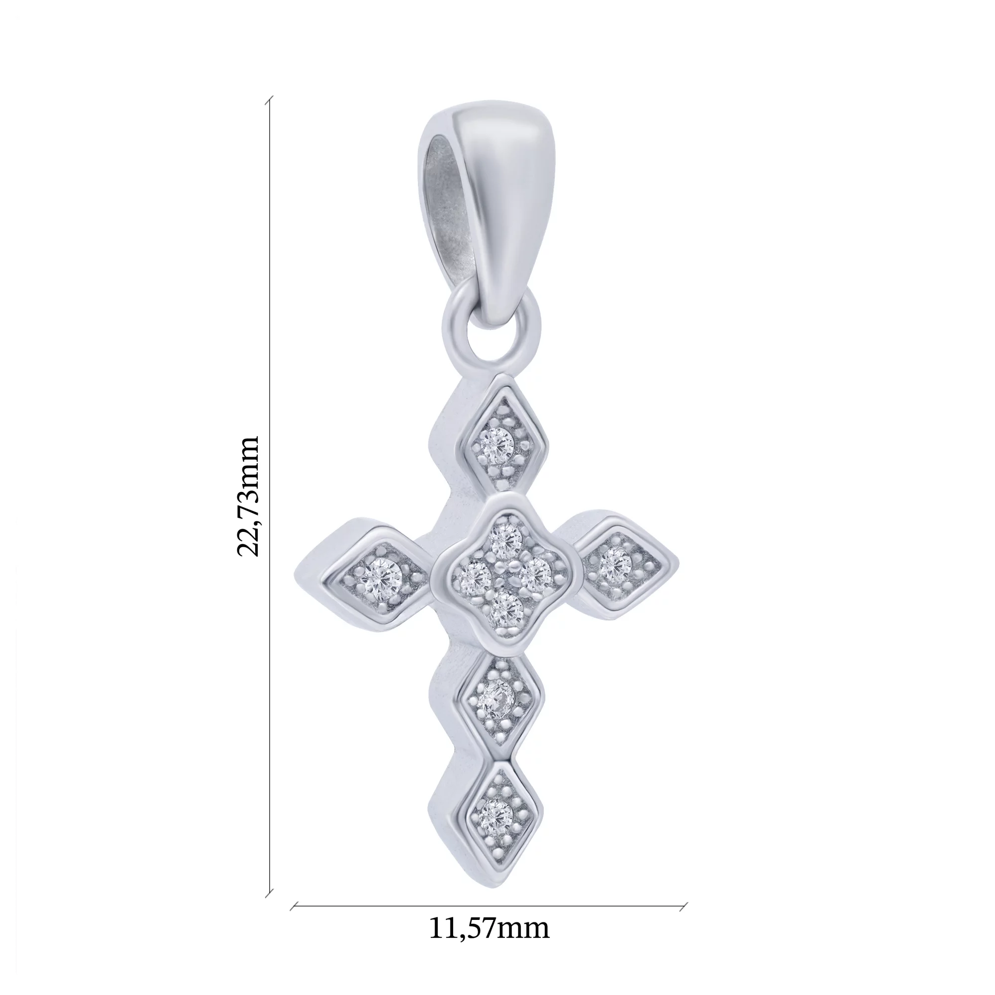 Крестик серебряный с фианитами - 1684965 – изображение 2