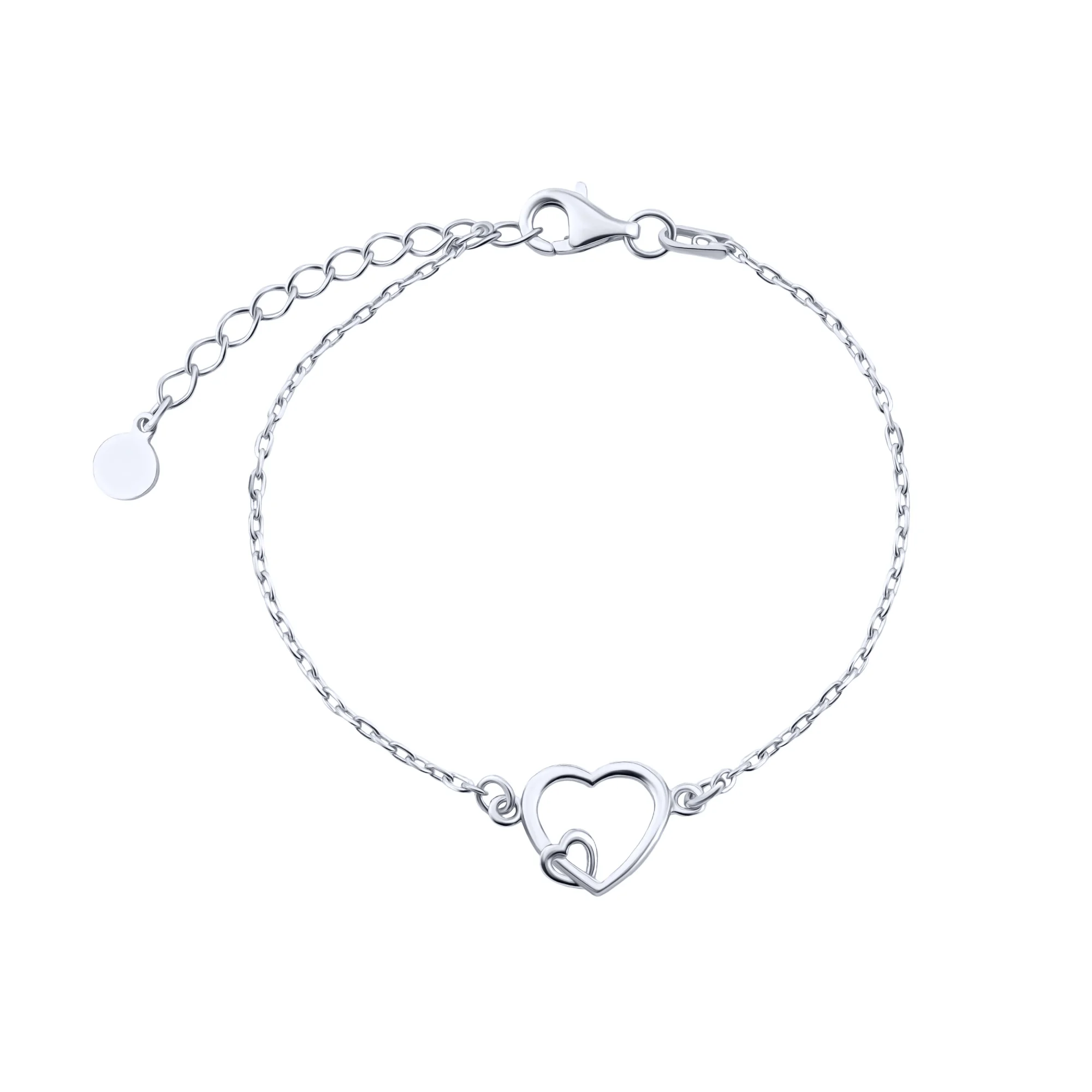 Серебряный браслет "Сердца" плетение якорь - 2149510 - 1