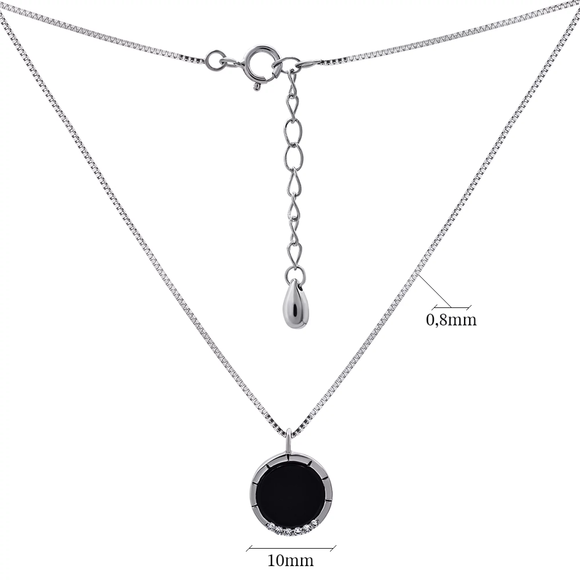 Серебряная цепочка с подвеской и фианитом с эмалью плетение снейк - 1265182 – изображение 2