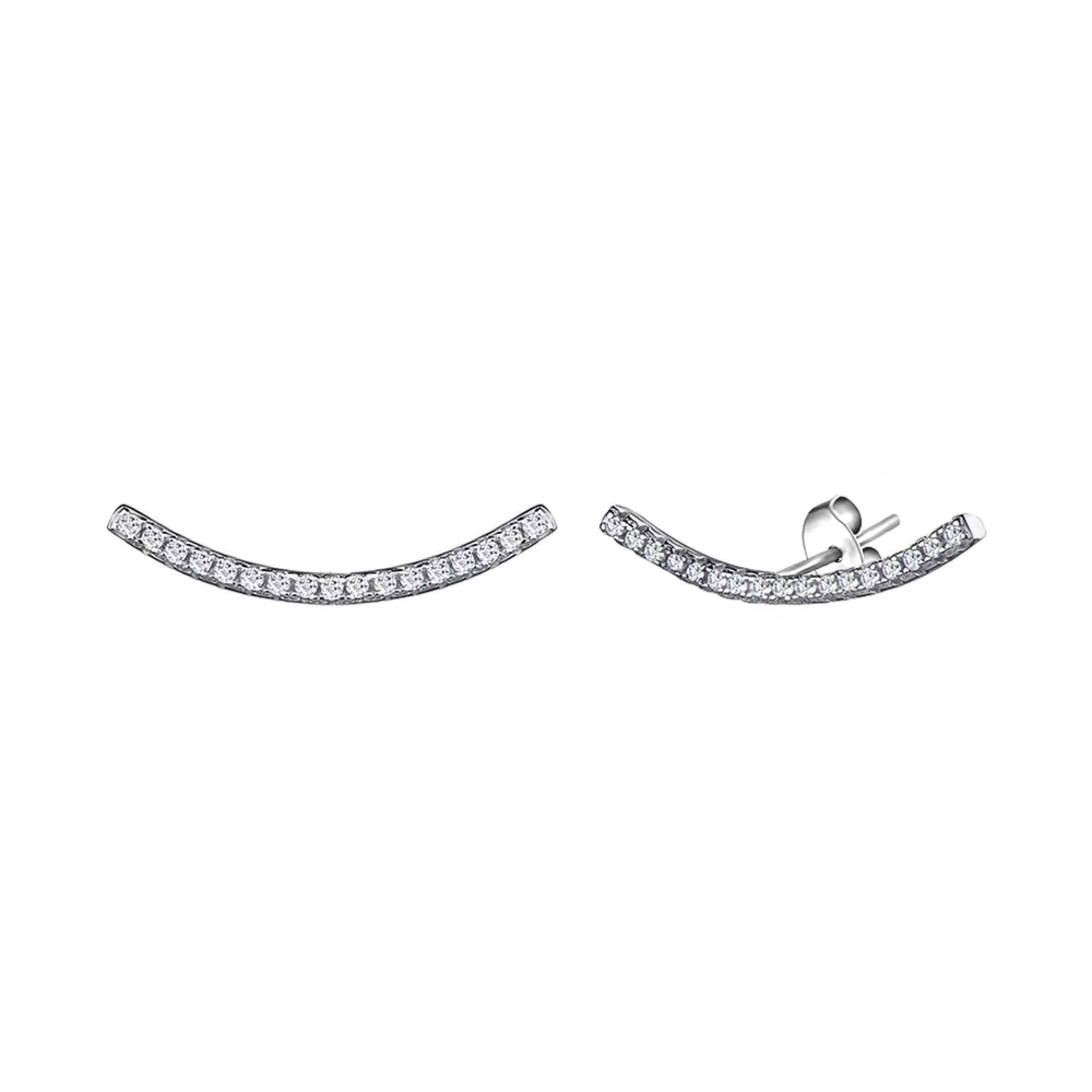 Срібні сережки-гвоздики з фіанітами - 1508058 - 1