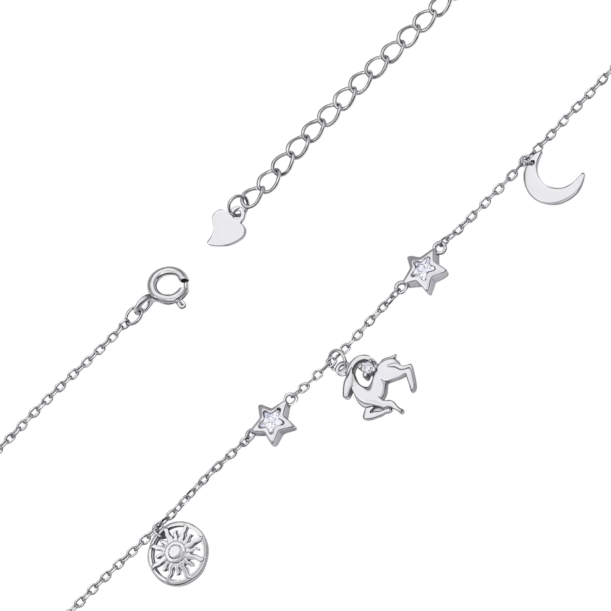 Браслет из серебра "Знак зодиака-Овен" с фианитами плетение якорное - 1530217 – изображение 2