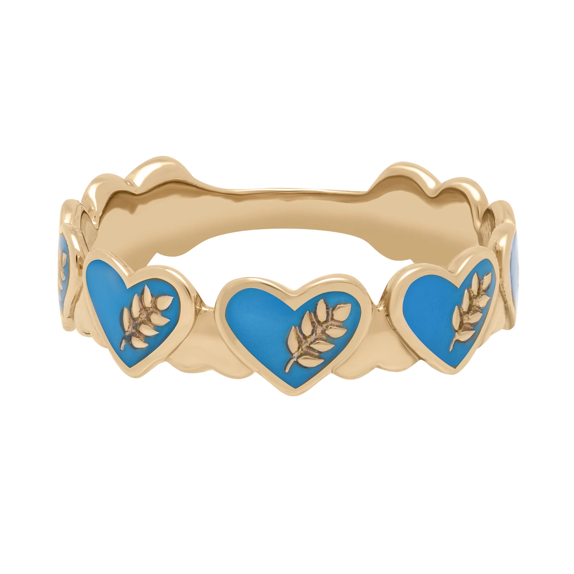 Патриотическое кольцо с сердечками из красного золота с эмалью - 1688857 – изображение 4