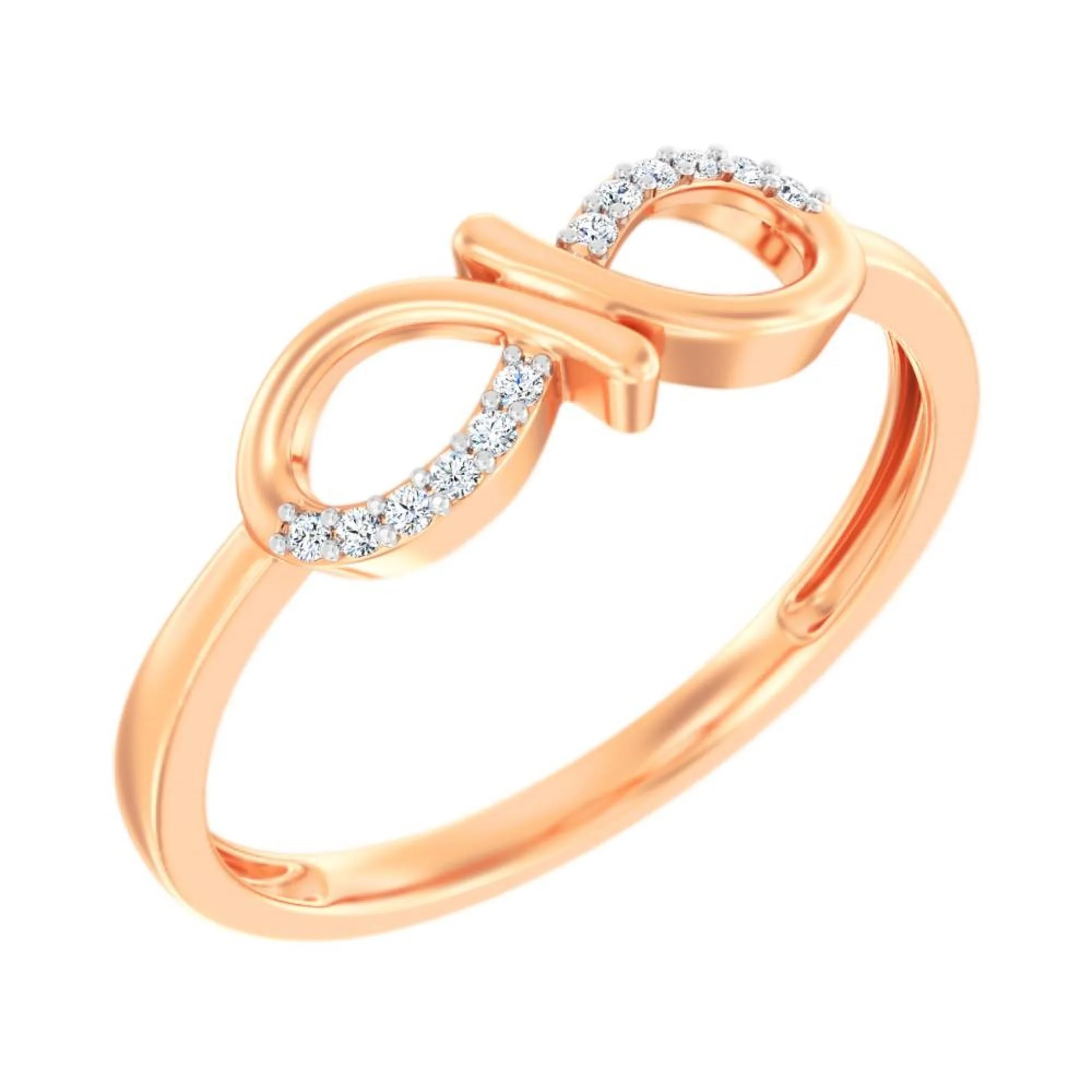Кольцо из красного золота с фианитами "Бесконечность" - 1260317 - 1