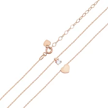 Подвійний ланцюжок з підвісами "Серце" в червоному золоті з плетінням якір і фіанітом - 1974537