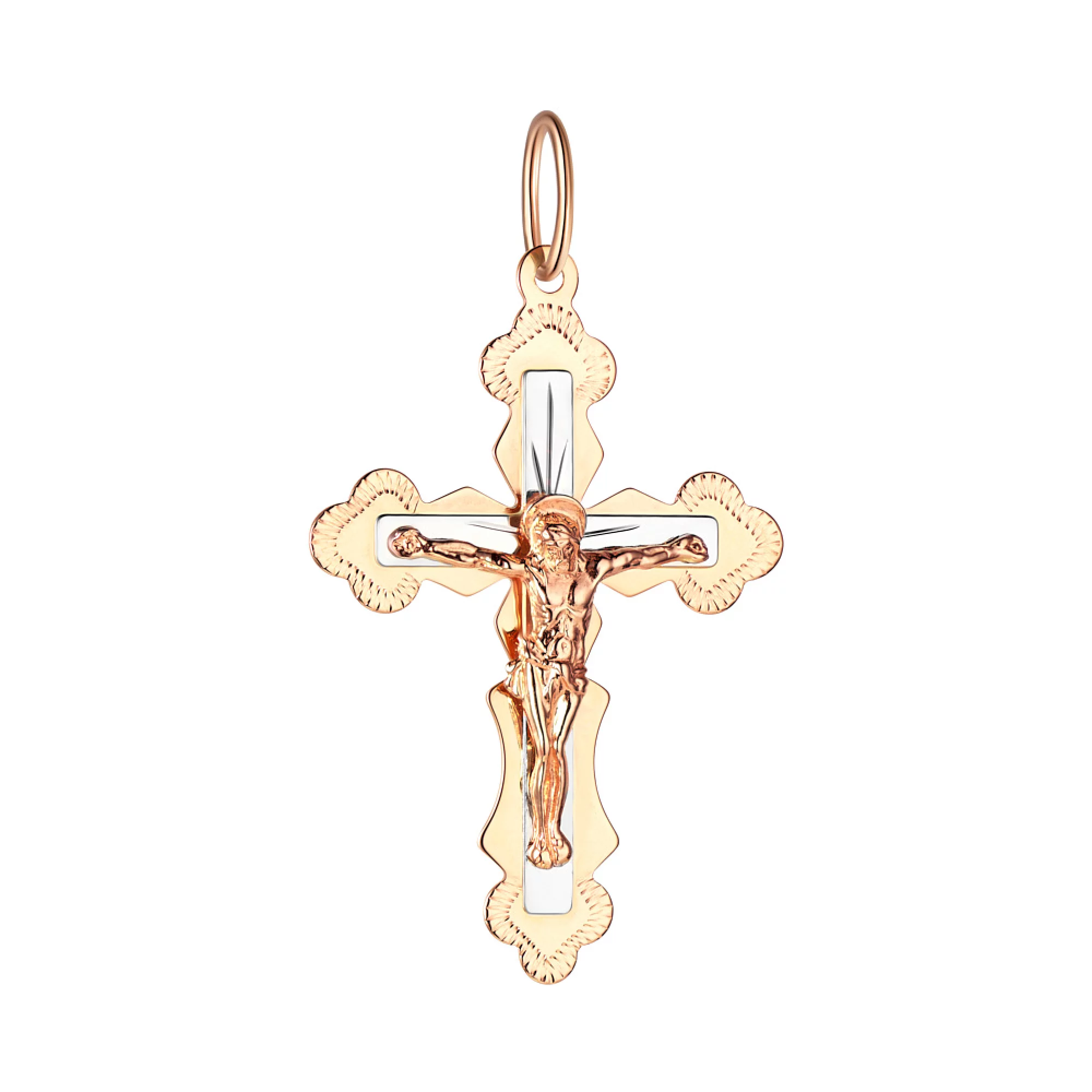 Хрестик з комбінованого золота - 1451151 – зображення 1