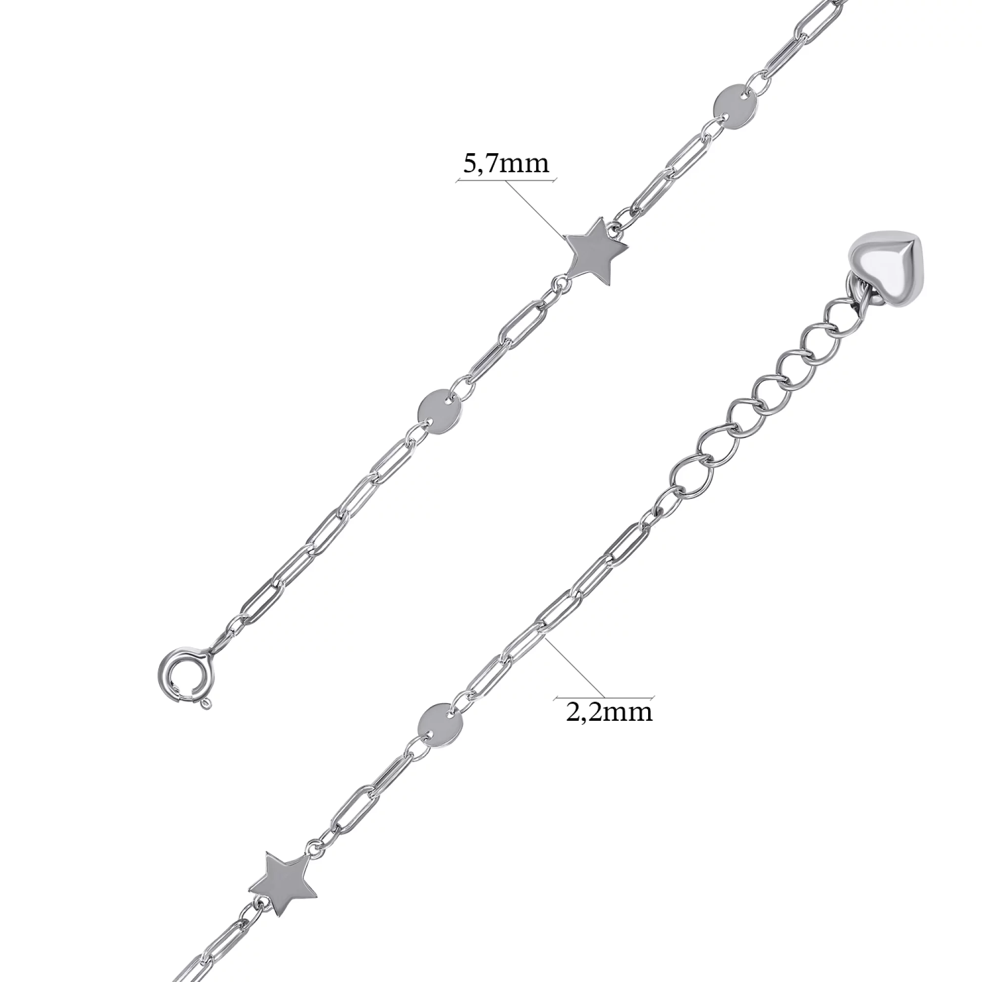 Браслет "Звездочки" из серебра якорное плетение - 1468638 – изображение 3