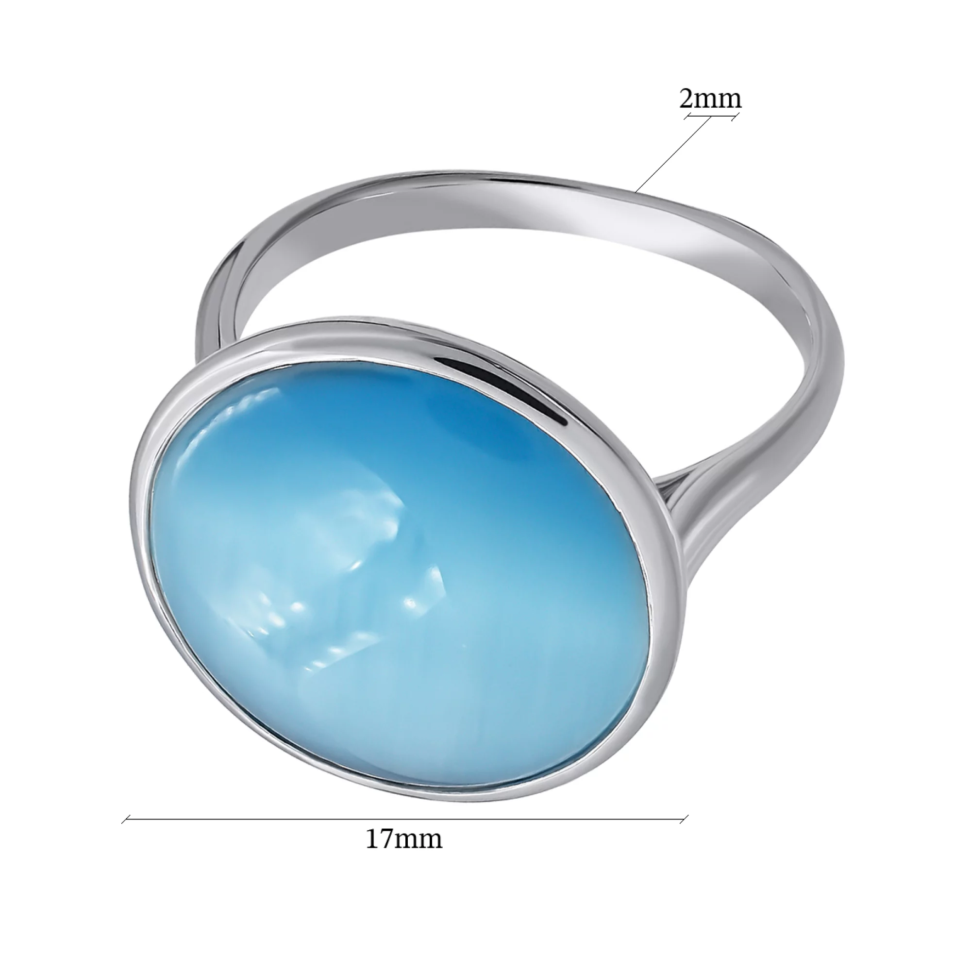 Кольцо серебряное с кошачьим глазом - 1269037 – изображение 2