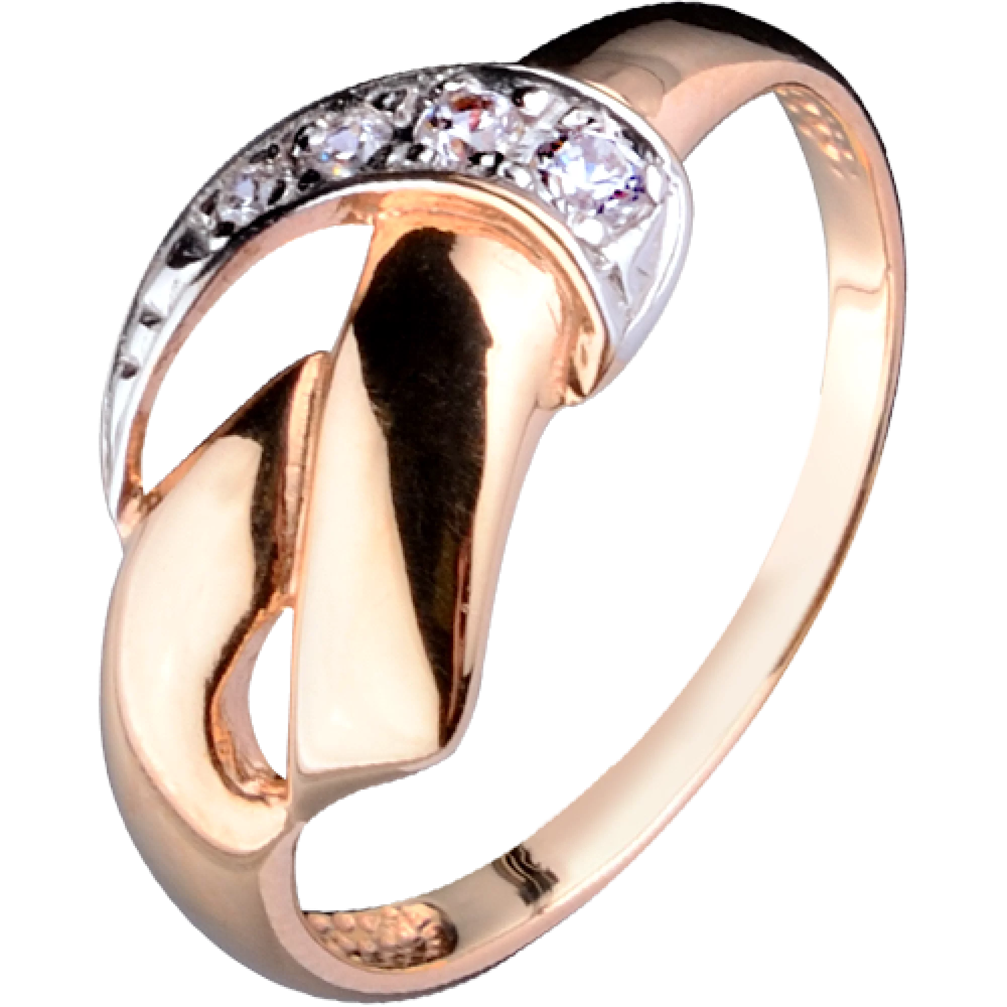 Золотое кольцо с фианитом - 538252 – изображение 1