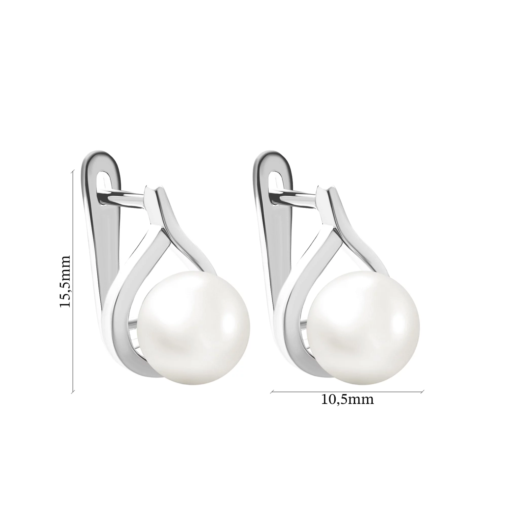 Срібні сережки з перлами - 1525062 – зображення 3