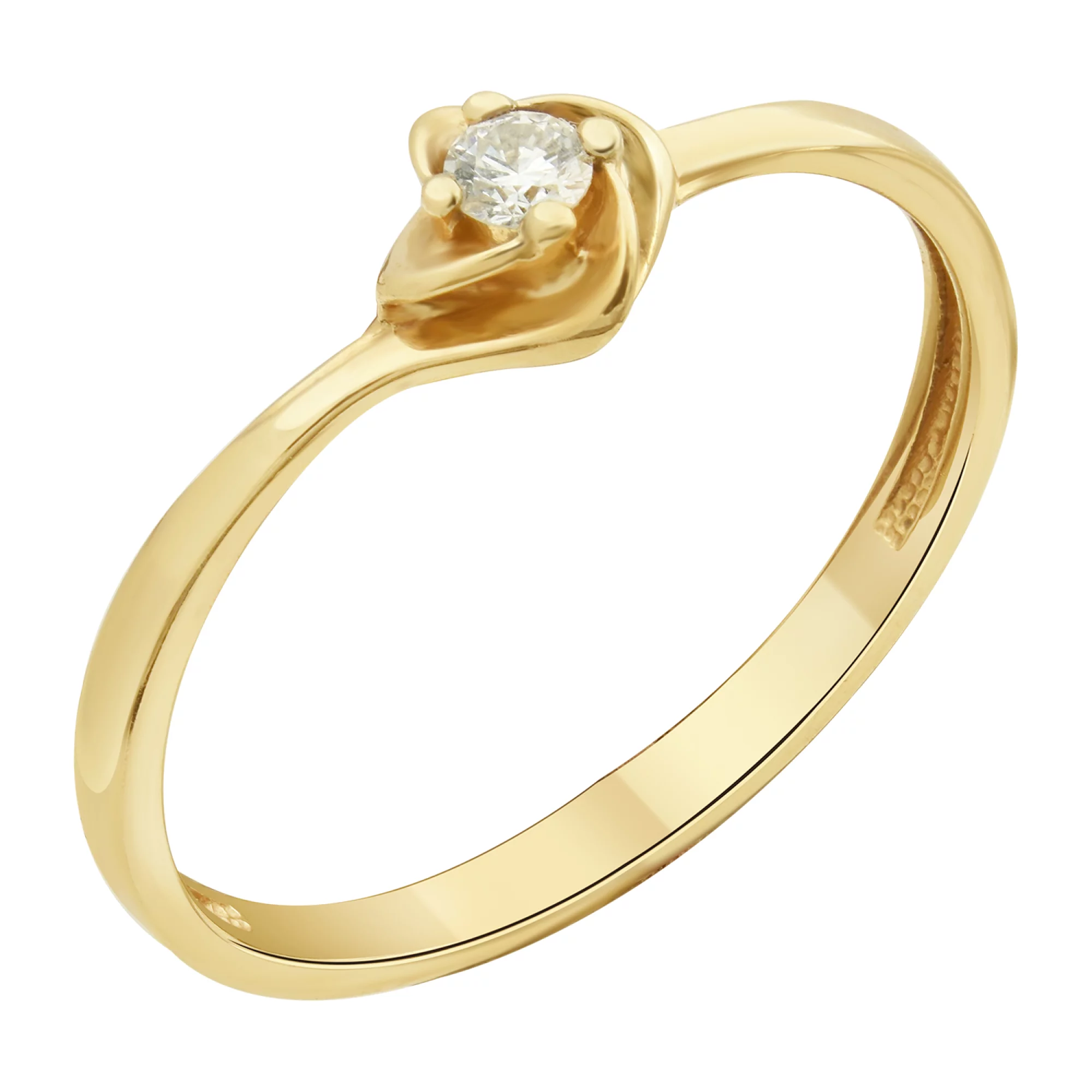 Кольцо золотое с бриллиантом - 474457 – изображение 1