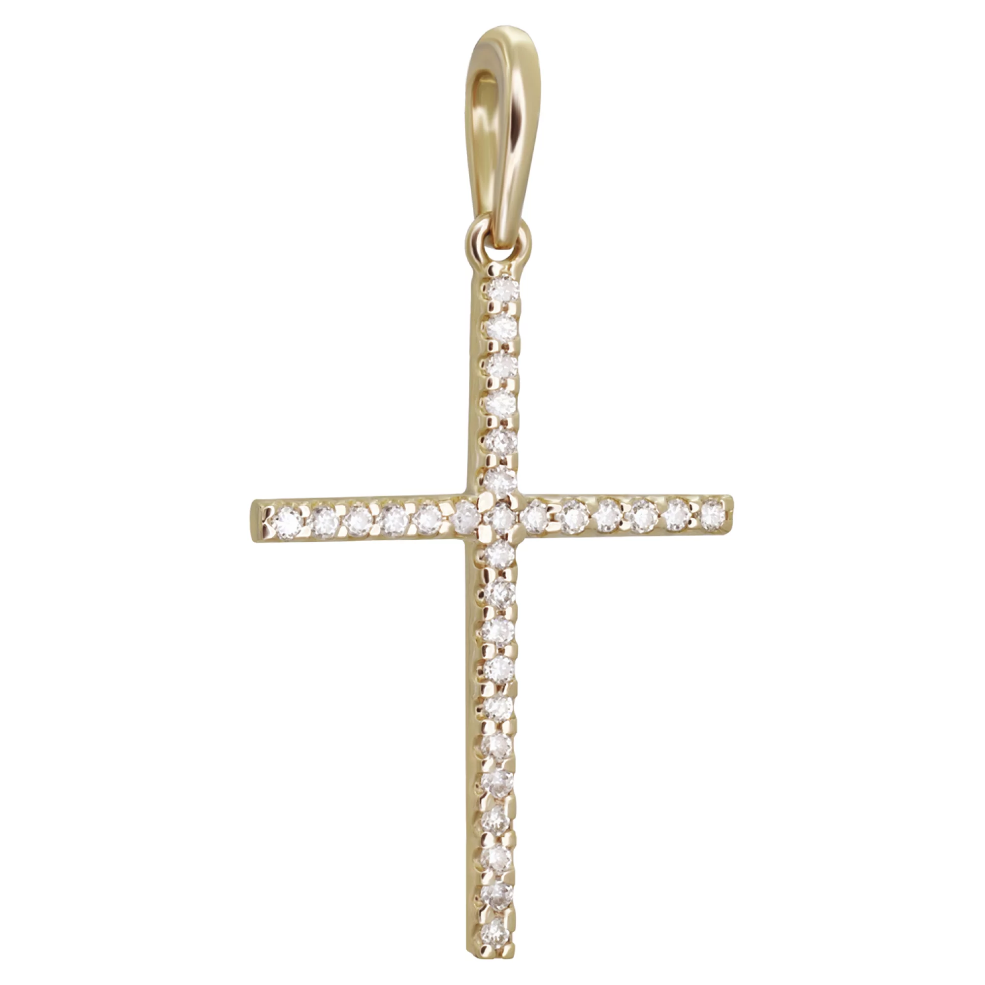 Крестик из красного золота с фианитами - 896984 – изображение 1