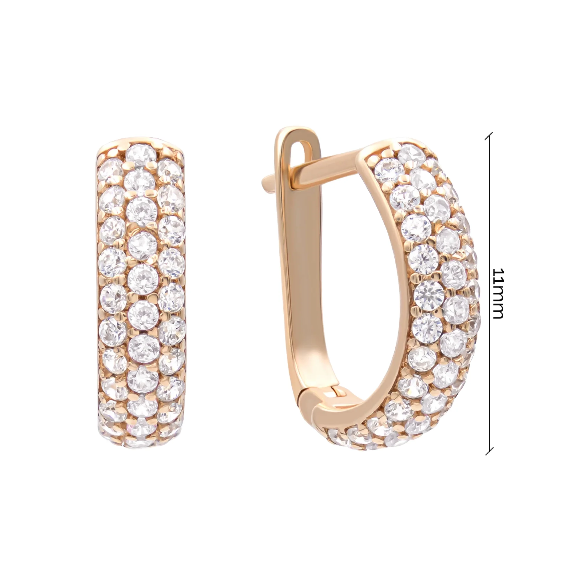 Серьги с фианитами в красном золоте - 637574 - 3