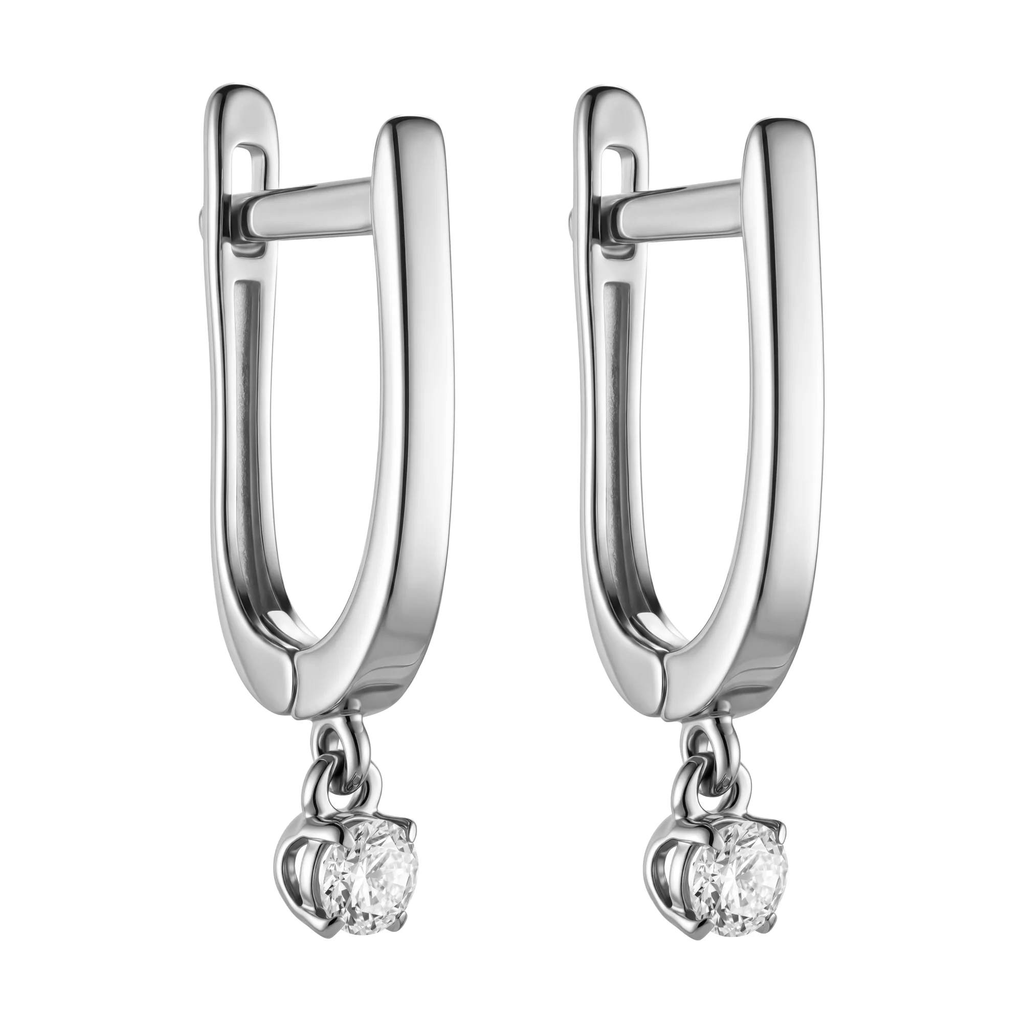 Серьги из белого золота с подвесом с бриллиантом - 2170996 - 1