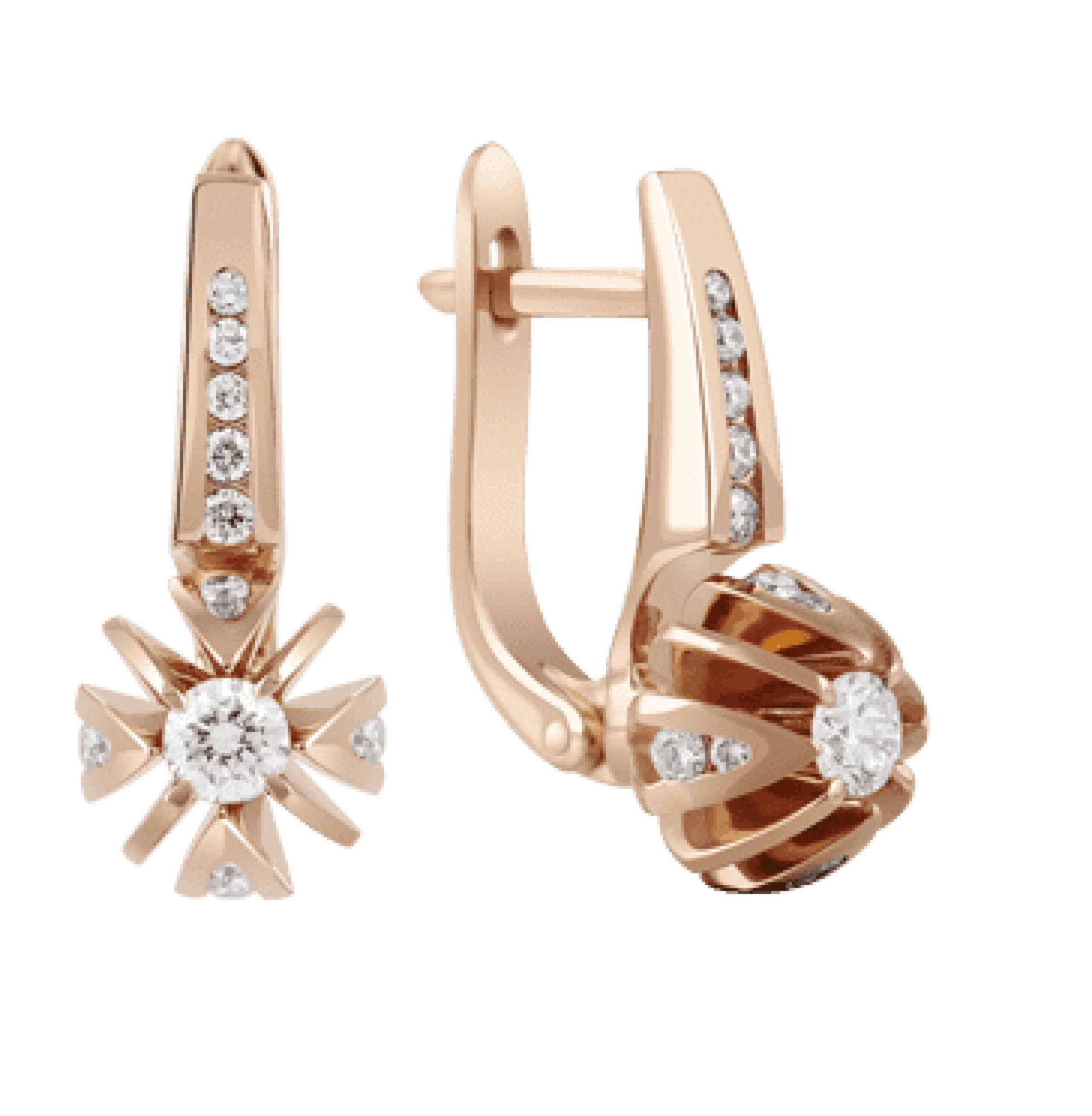 Серьги с бриллиантами в красном золоте - 411309 - 1