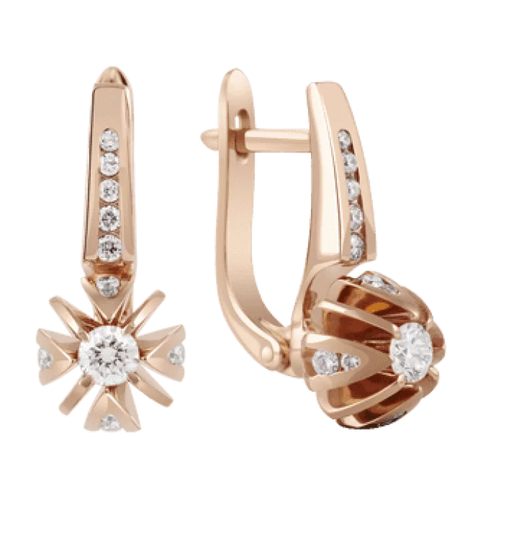 Золоті сережки з діамантами. Артикул С2260: ціна, відгуки, фото – купити в інтернет-магазині AURUM
