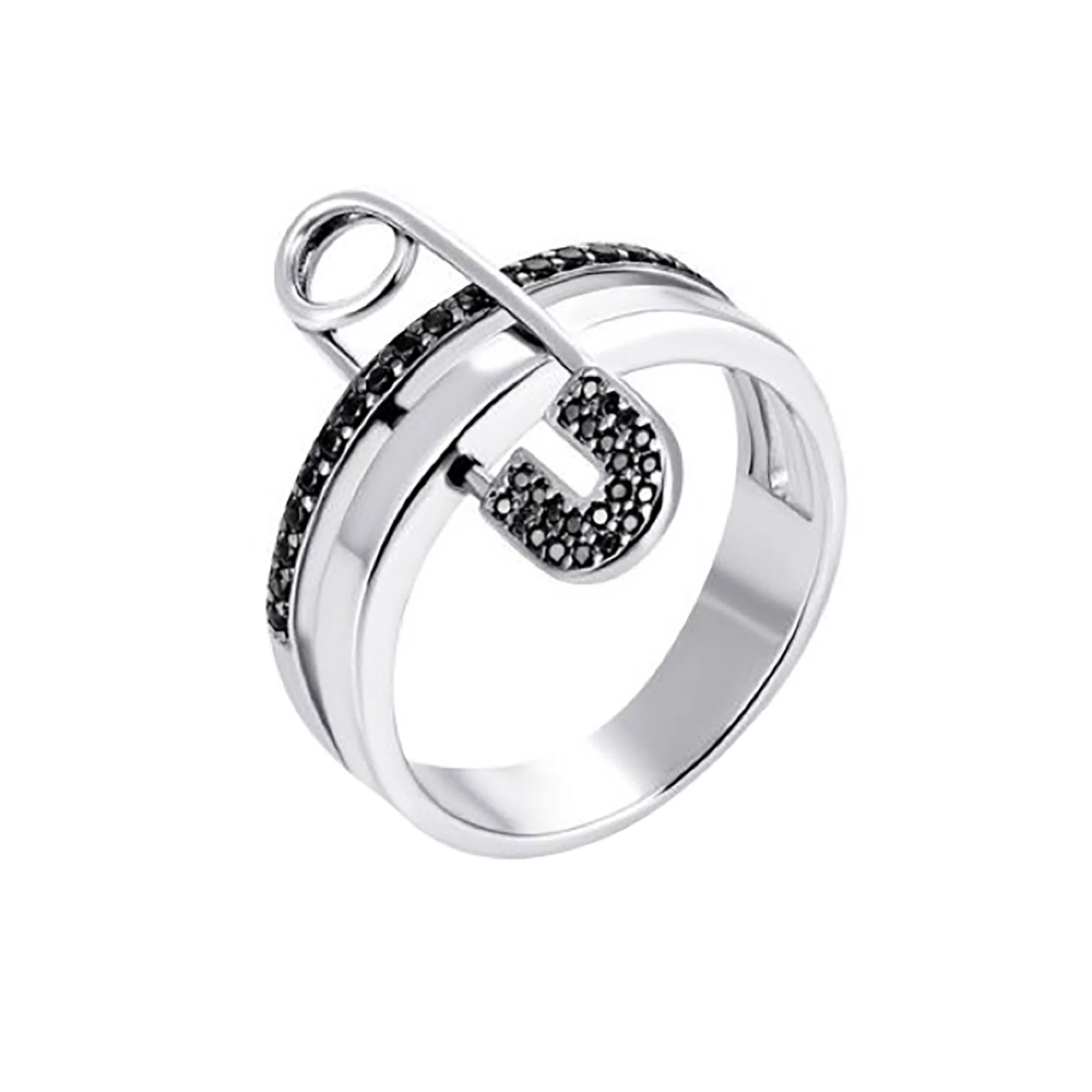 Кольцо из серебра Булавка с фианитом - 972595 – изображение 1