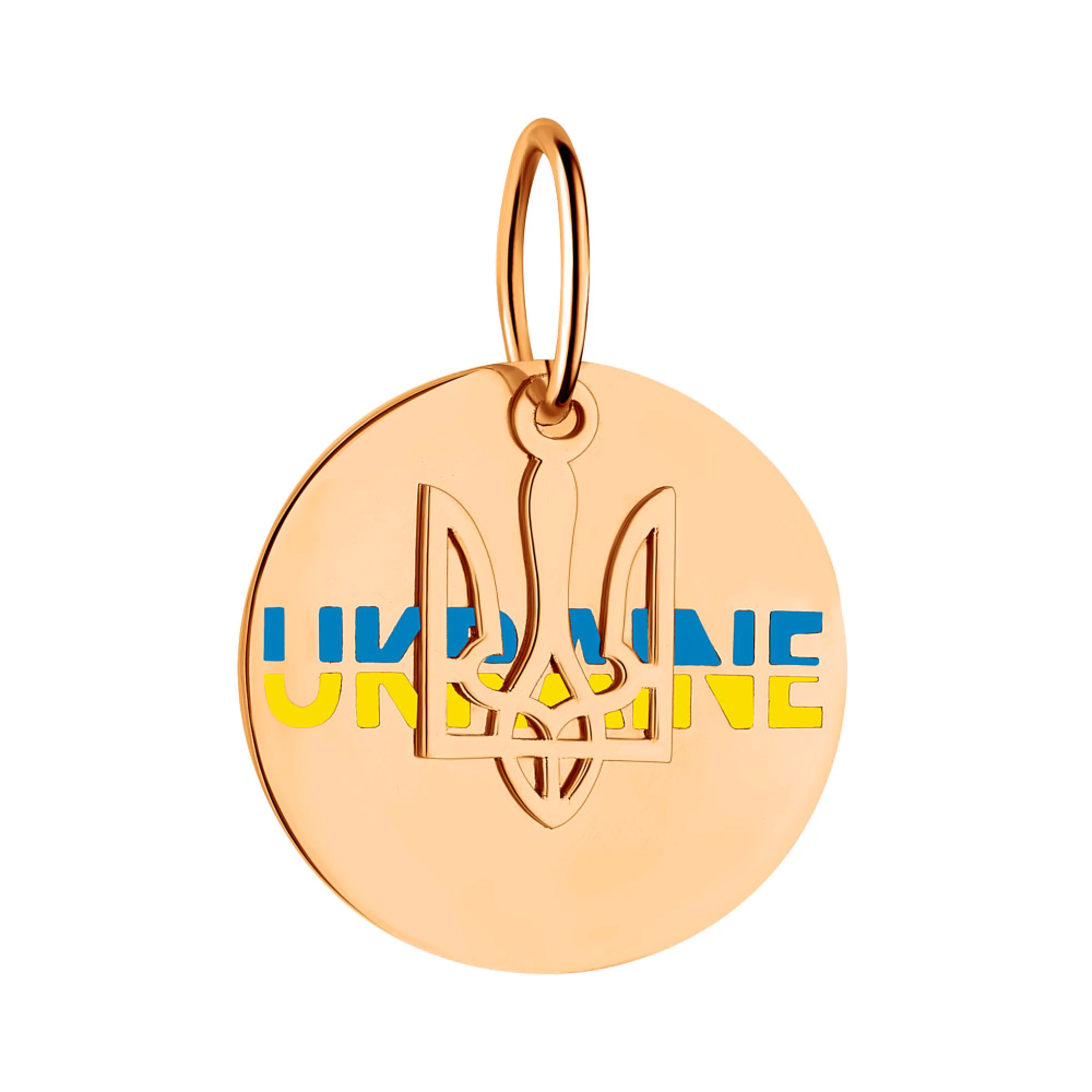 Золотой подвес "Ukraine" с гербом  и эмалью  - 1519253 – изображение 1