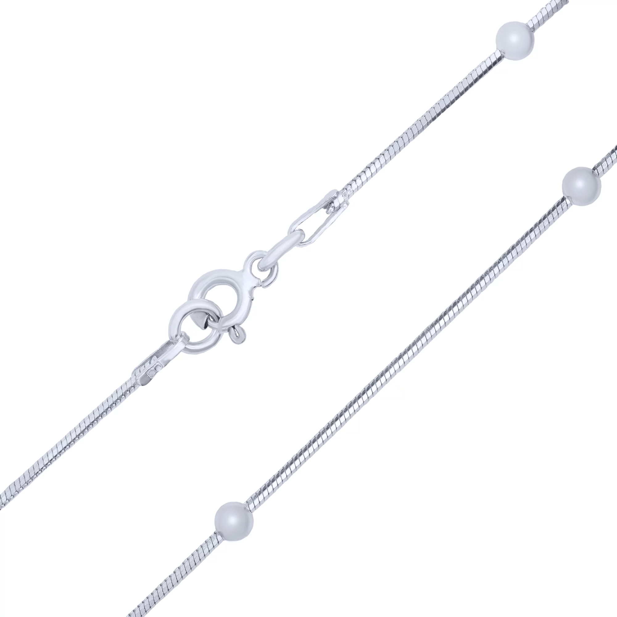 Браслет срібний з кульками плетіння снейк - 1714623 – зображення 2