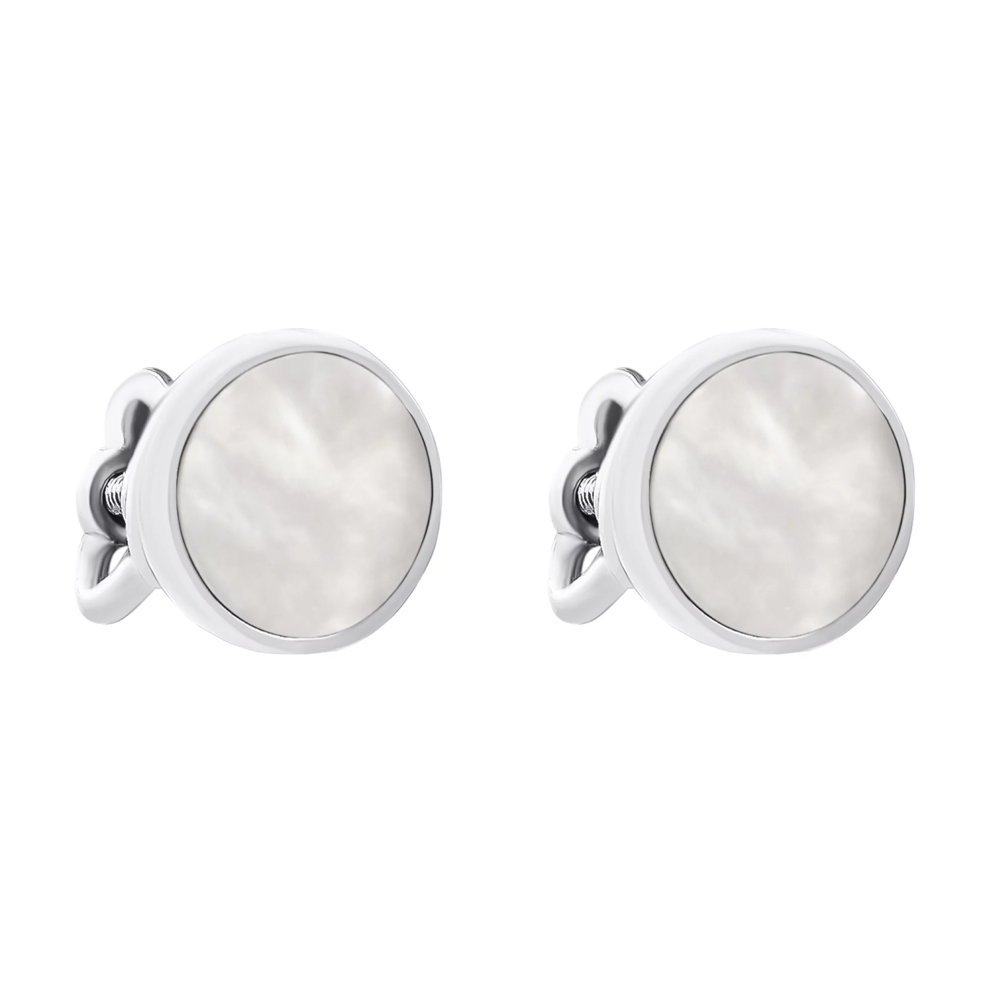 Сережки-гвоздики срібні з перламутром - 1577227 – зображення 1