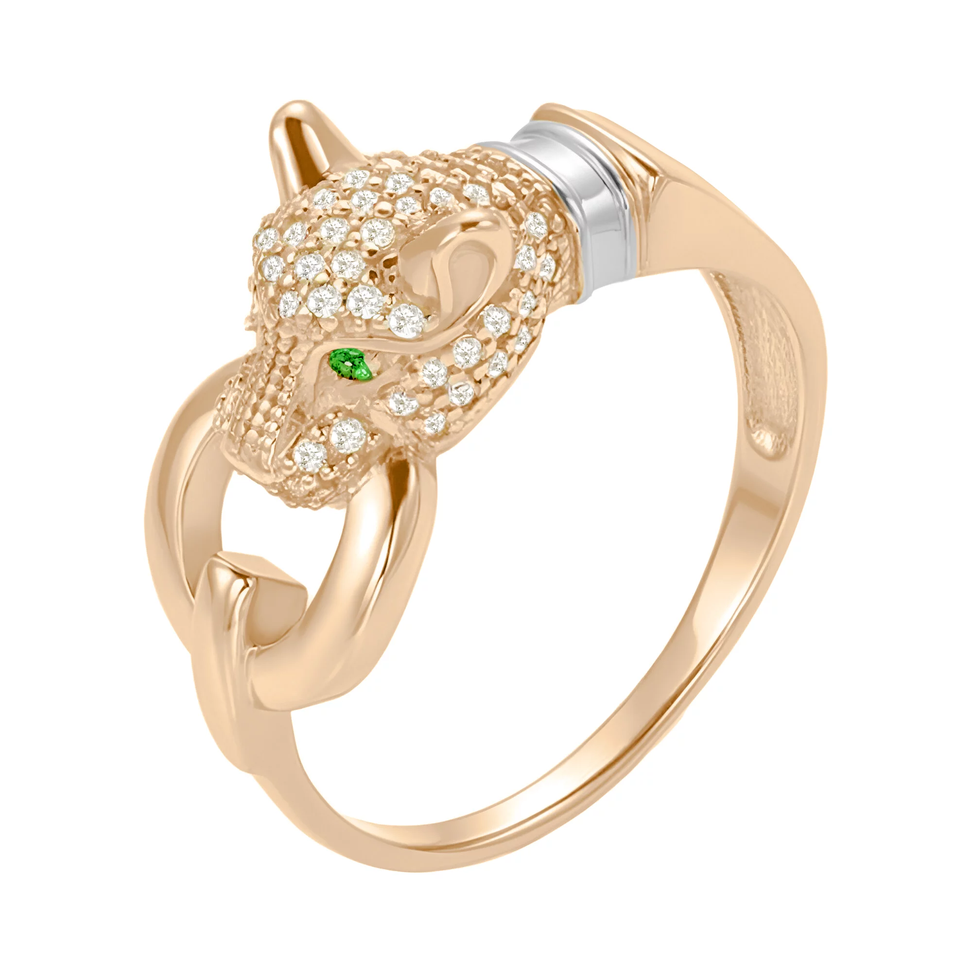 Золотое кольцо "Пантера" с фианитами - 1607353 – изображение 1