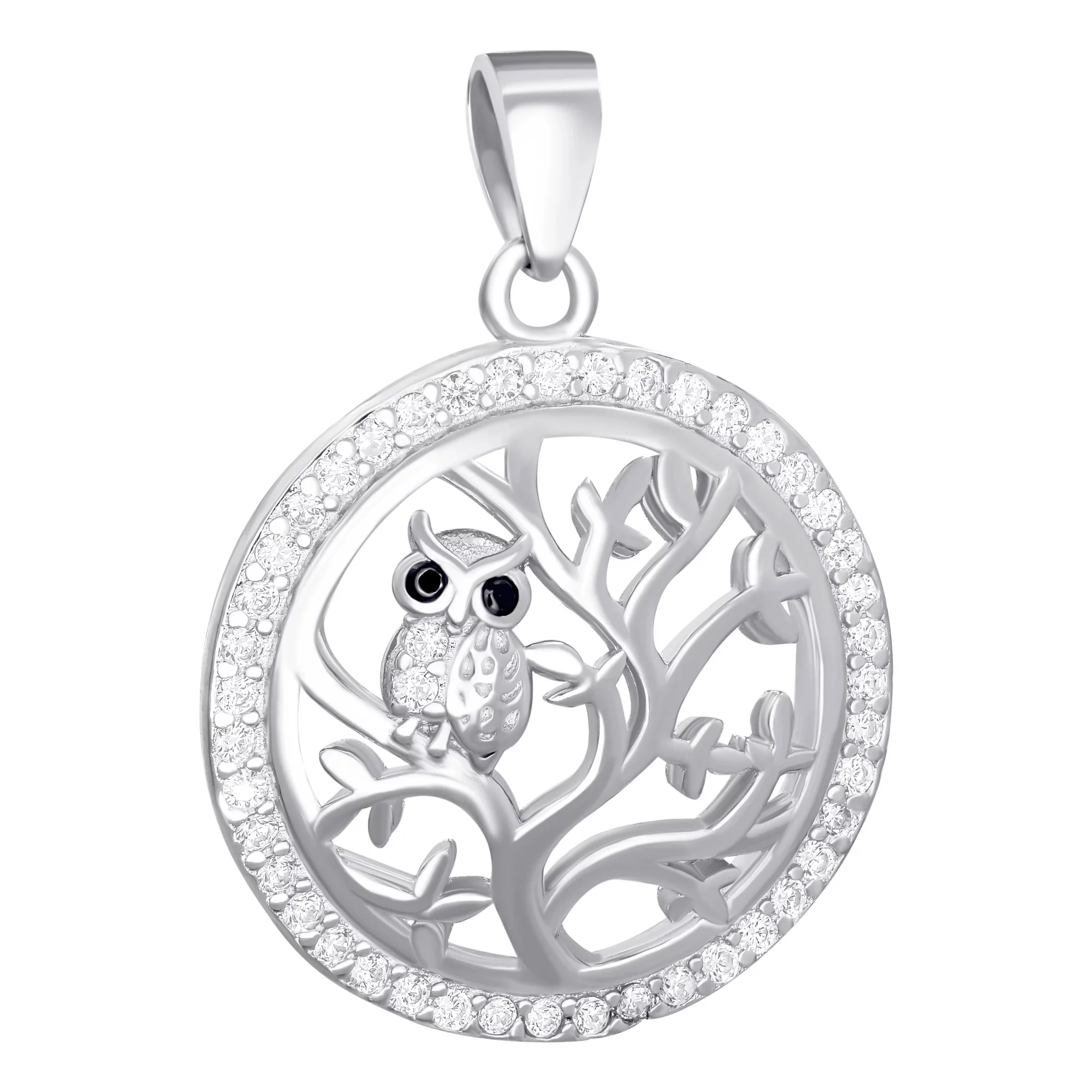 Підвіс срібний "Сова на Дереві" з доріжкою фіаніту - 1586391 – зображення 1