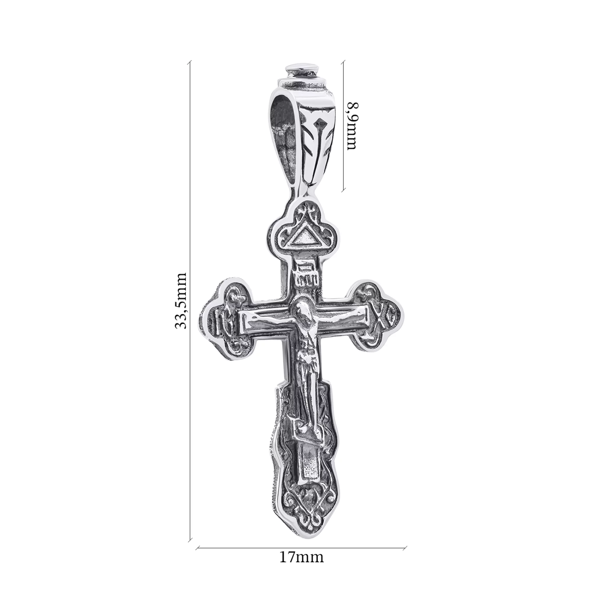 Серебряный нательный крестик из серебра с чернением - 1521691 – изображение 3