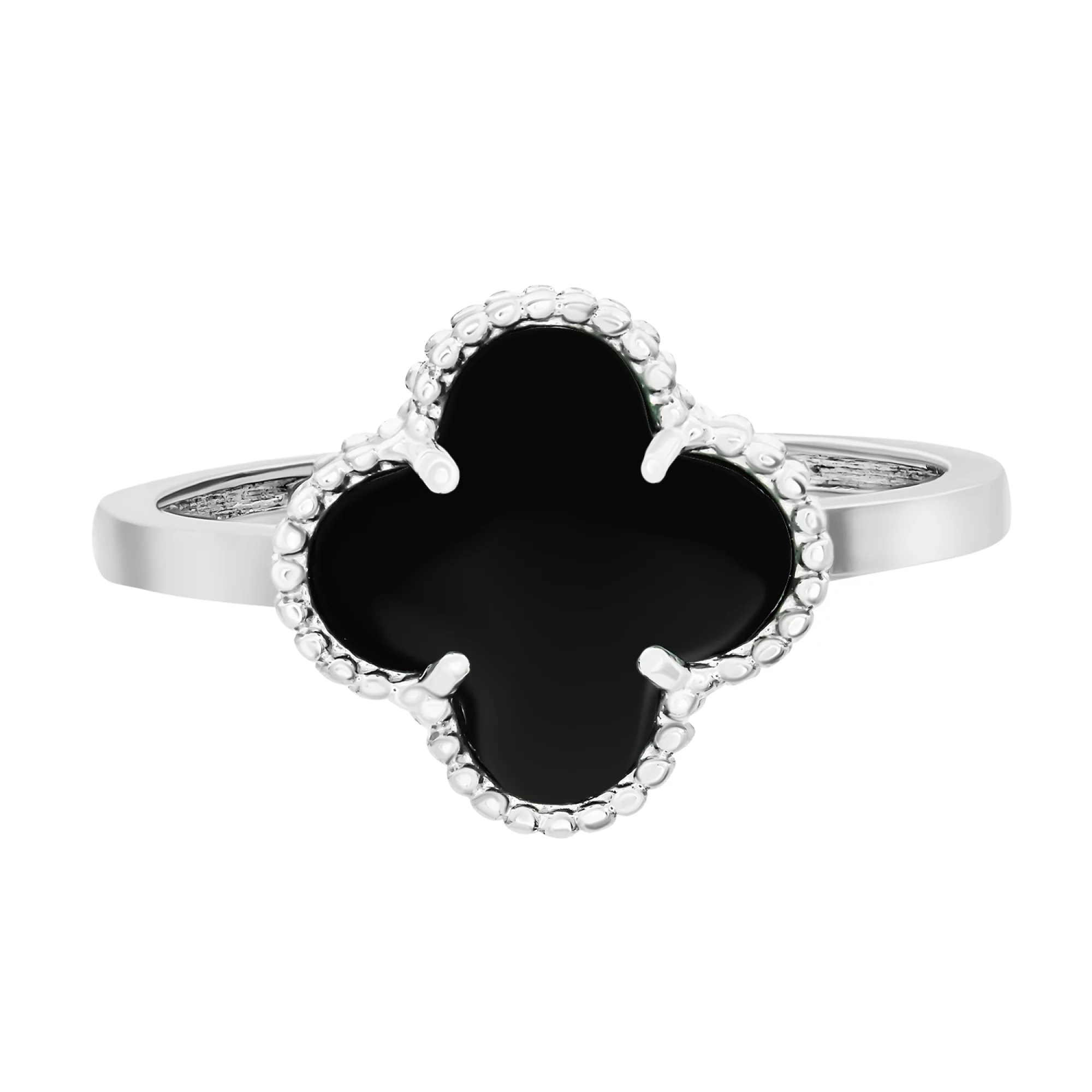 Серебряное кольцо "Клевер" с агатом - 1593717 – изображение 2