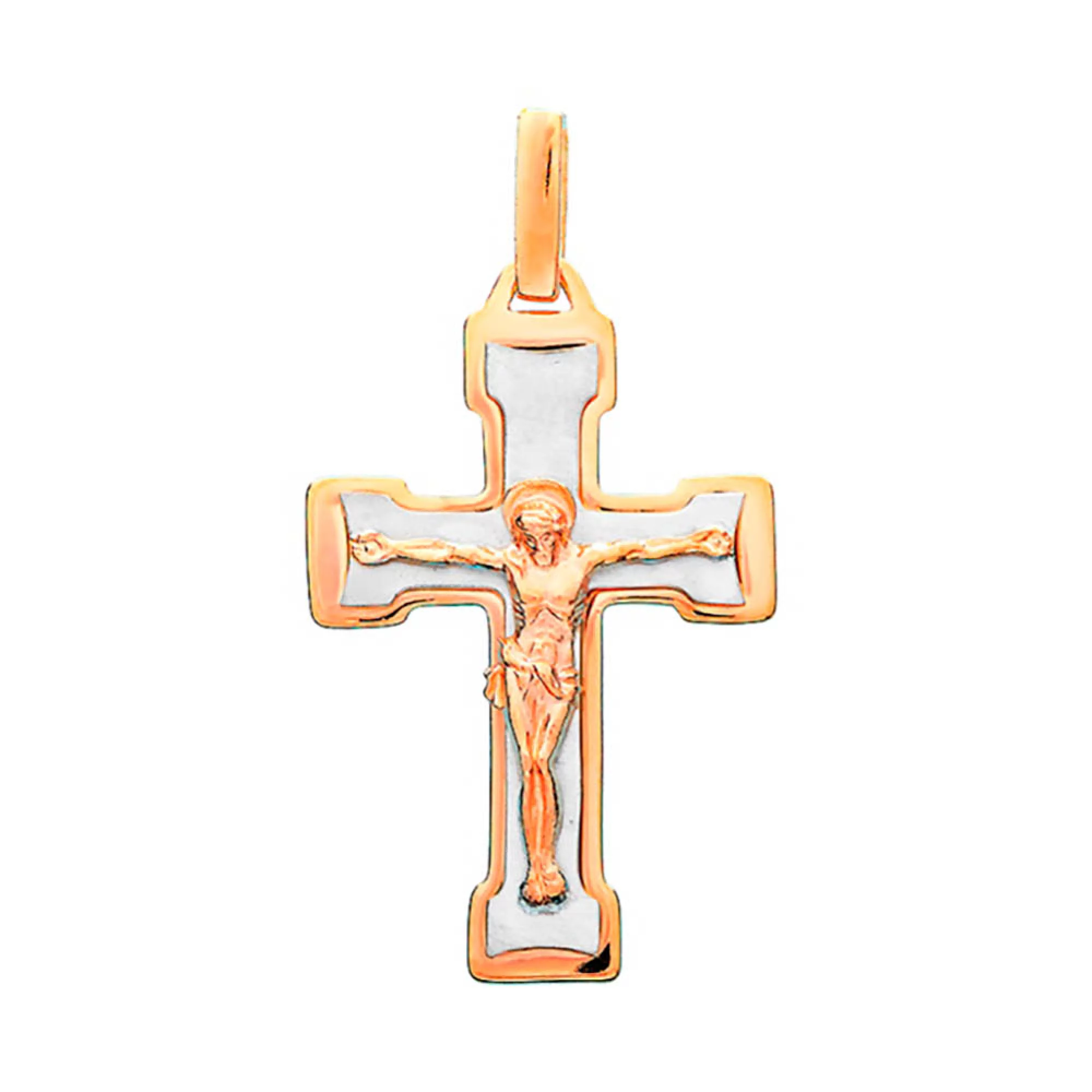 Крестик из комбинированого золота - 968341 – изображение 1