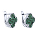 Срібні сережки "Конюшина" з малахітом - 2162568