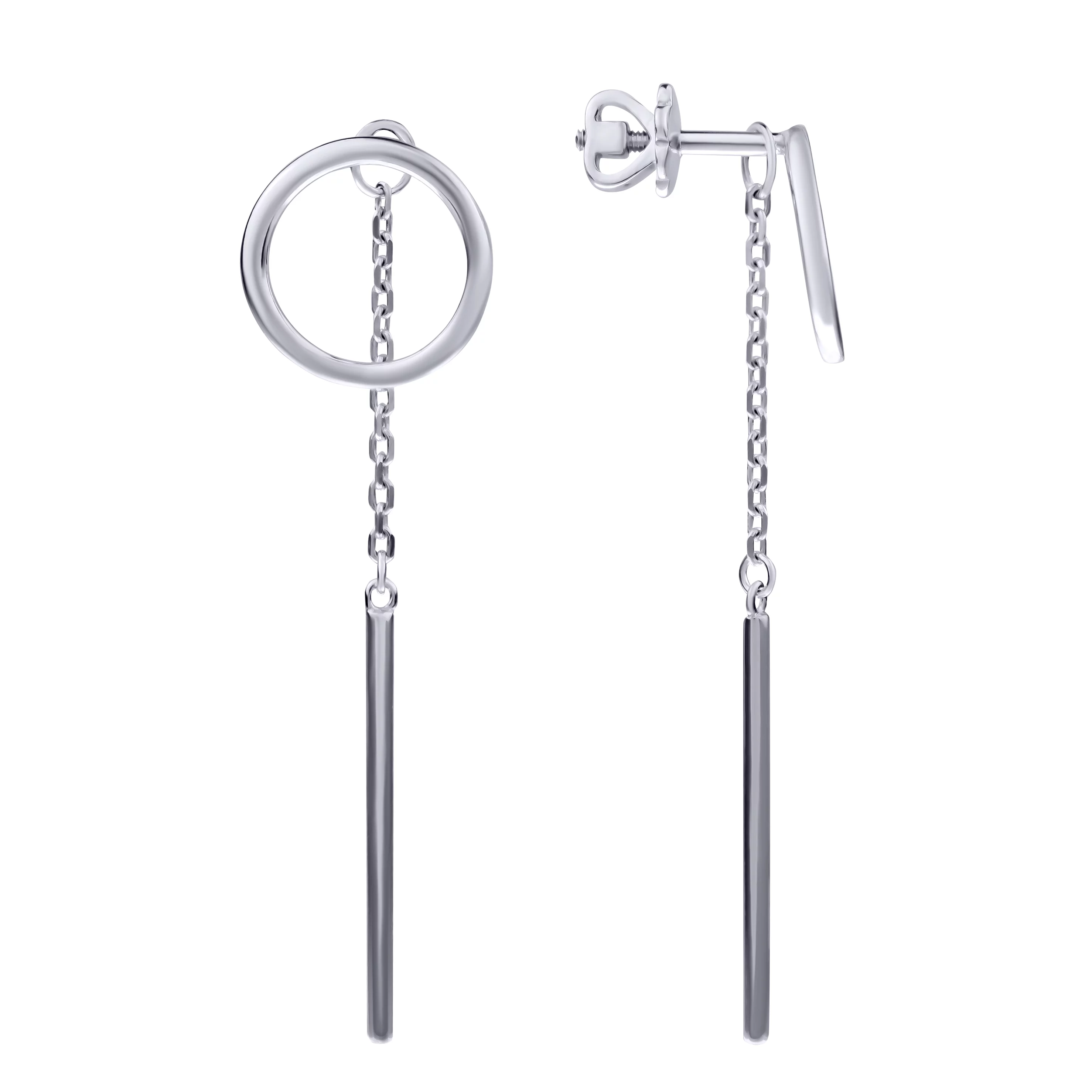 Серебряные серьги-гвоздики с подвесами. Артикул т261627: цена, отзывы, фото – купить в интернет-магазине AURUM