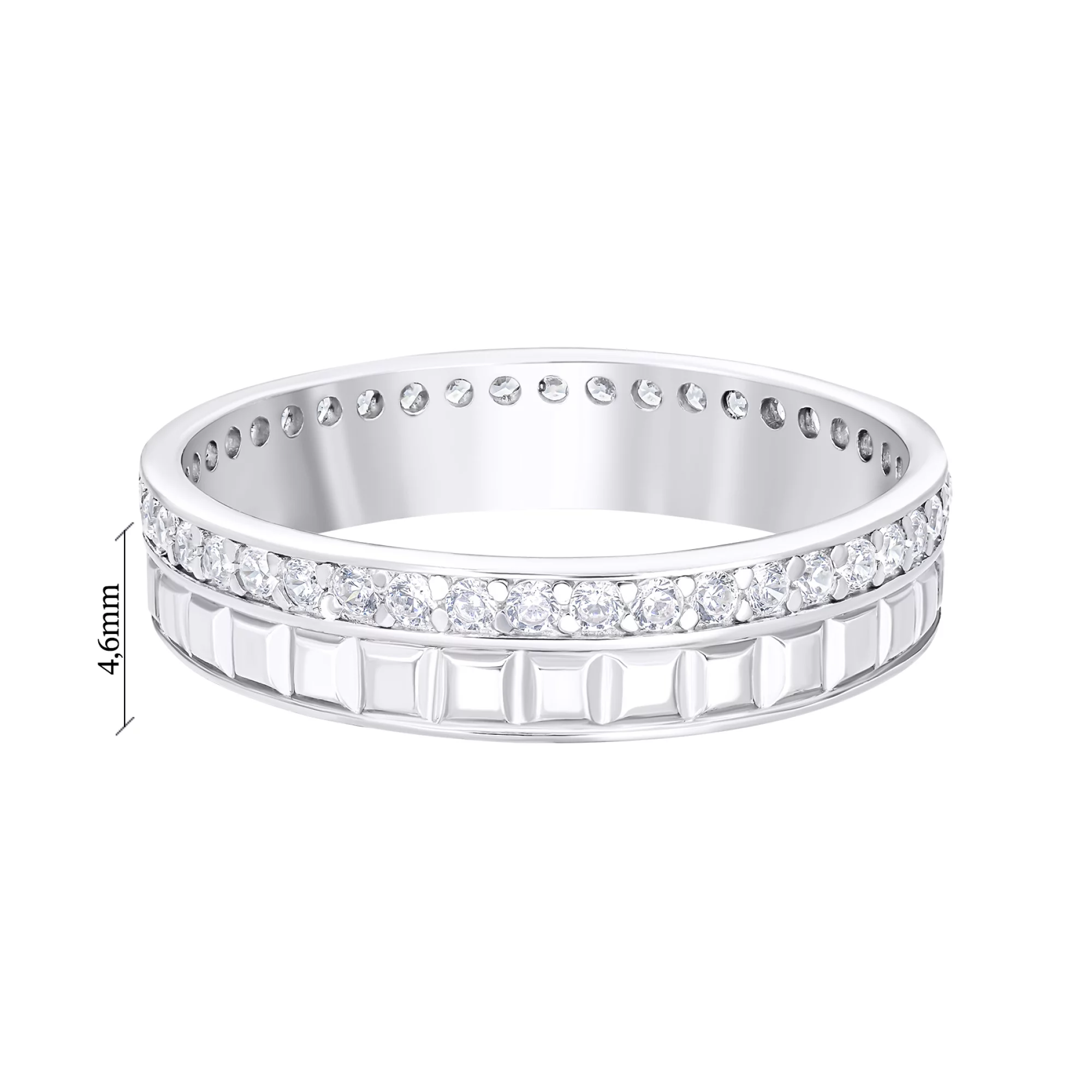 Двойное серебряное кольцо с фианитами - 1549900 – изображение 3