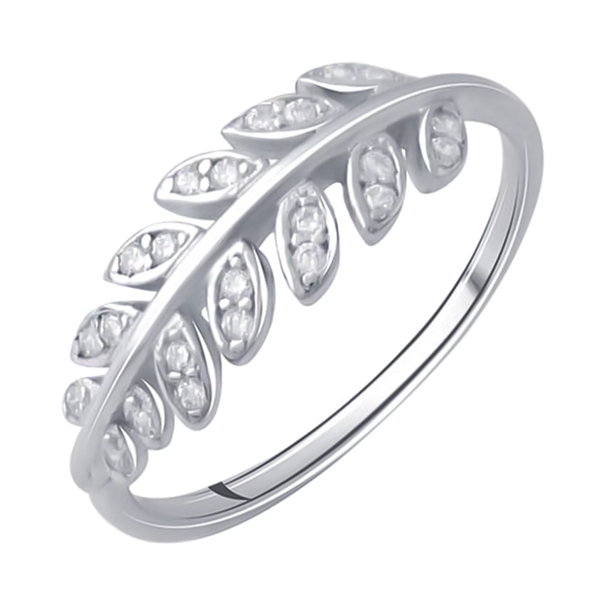 Кольцо из серебра с фианитами "Пшеница" - 1469544 – изображение 1