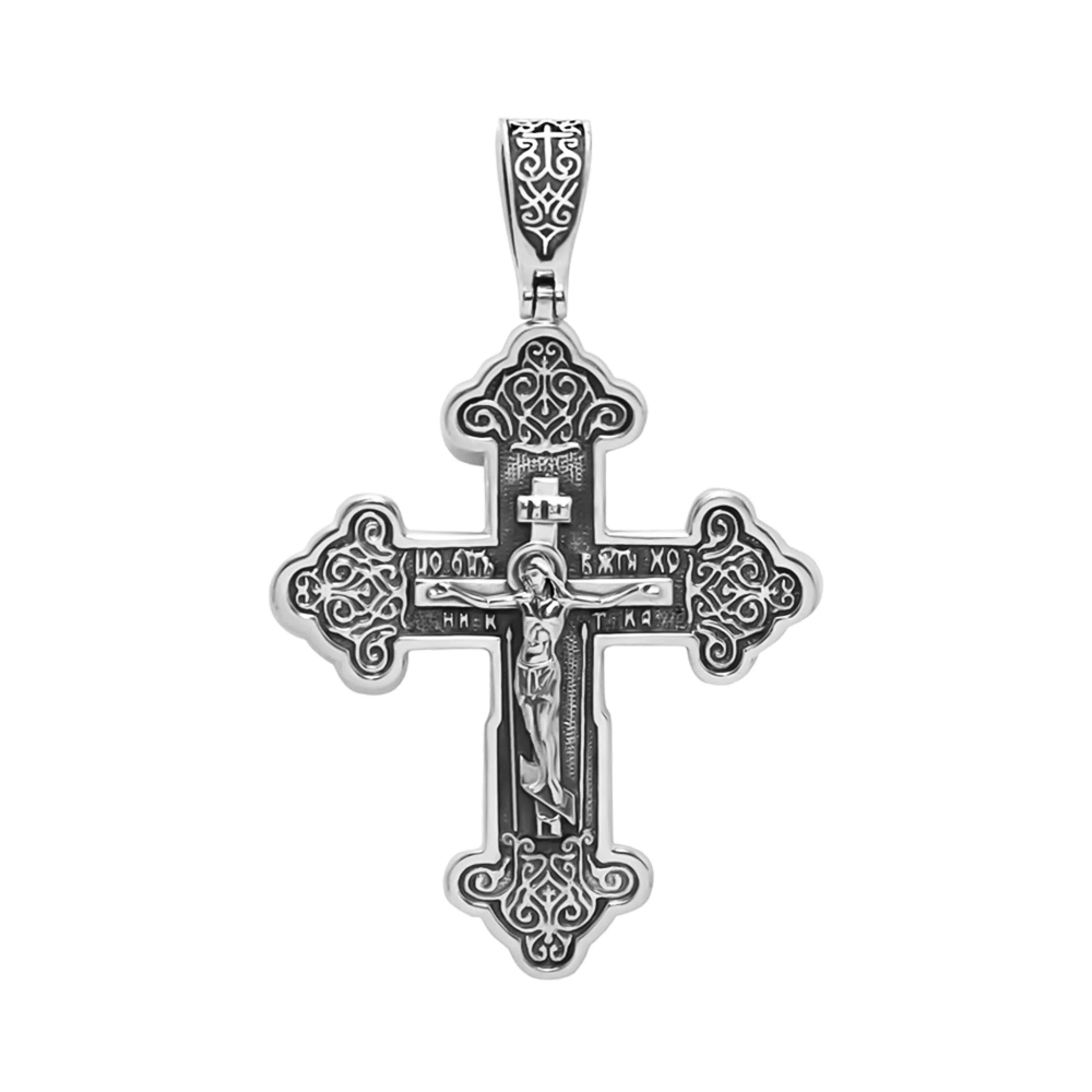Хрестик зі срібла з чорнінням - 1450272 – зображення 1